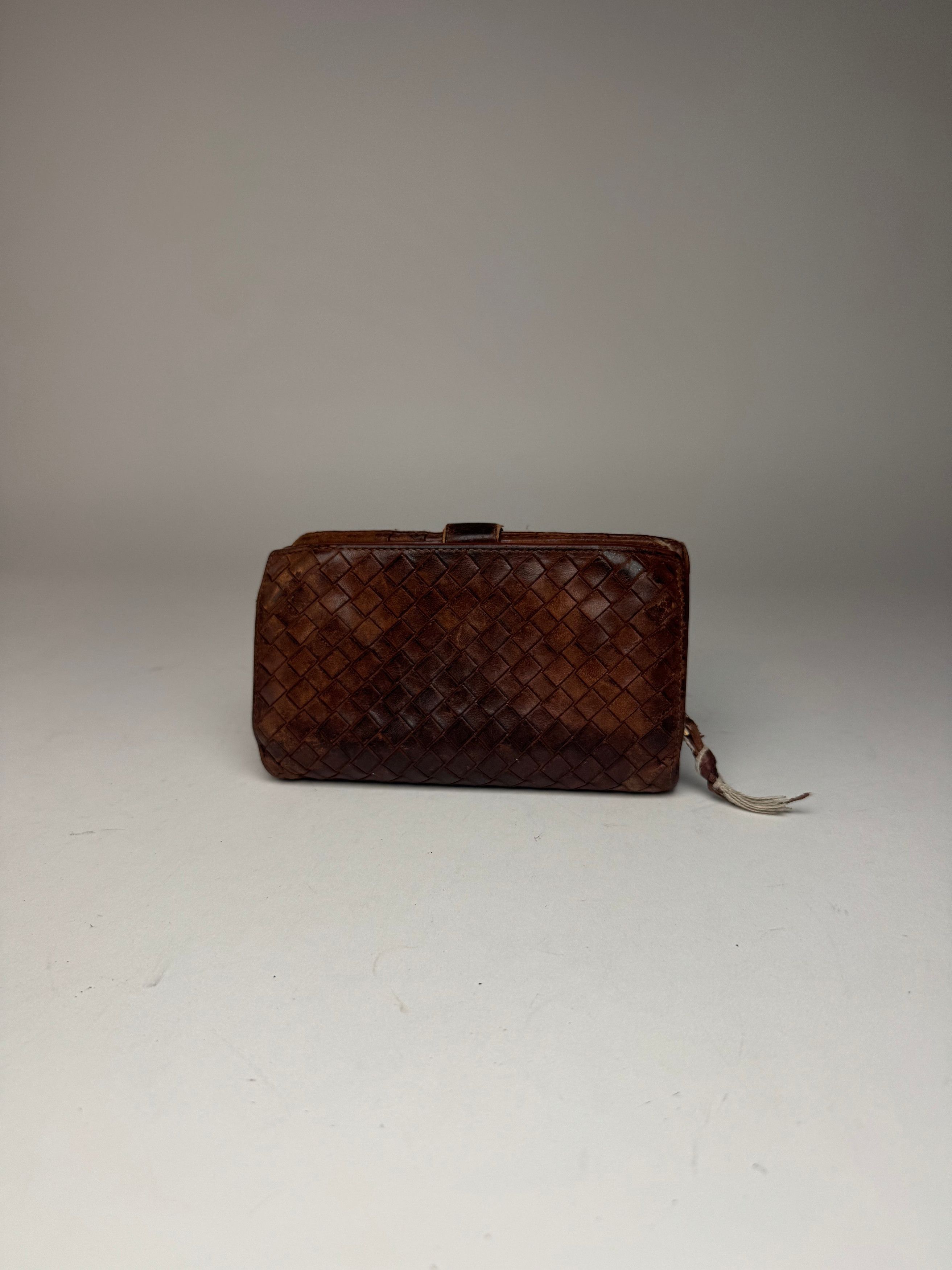 Bottega Veneta Vintage Intrecciato Leather wallet Brown orange Size ONE SIZE - 2 Thumbnail