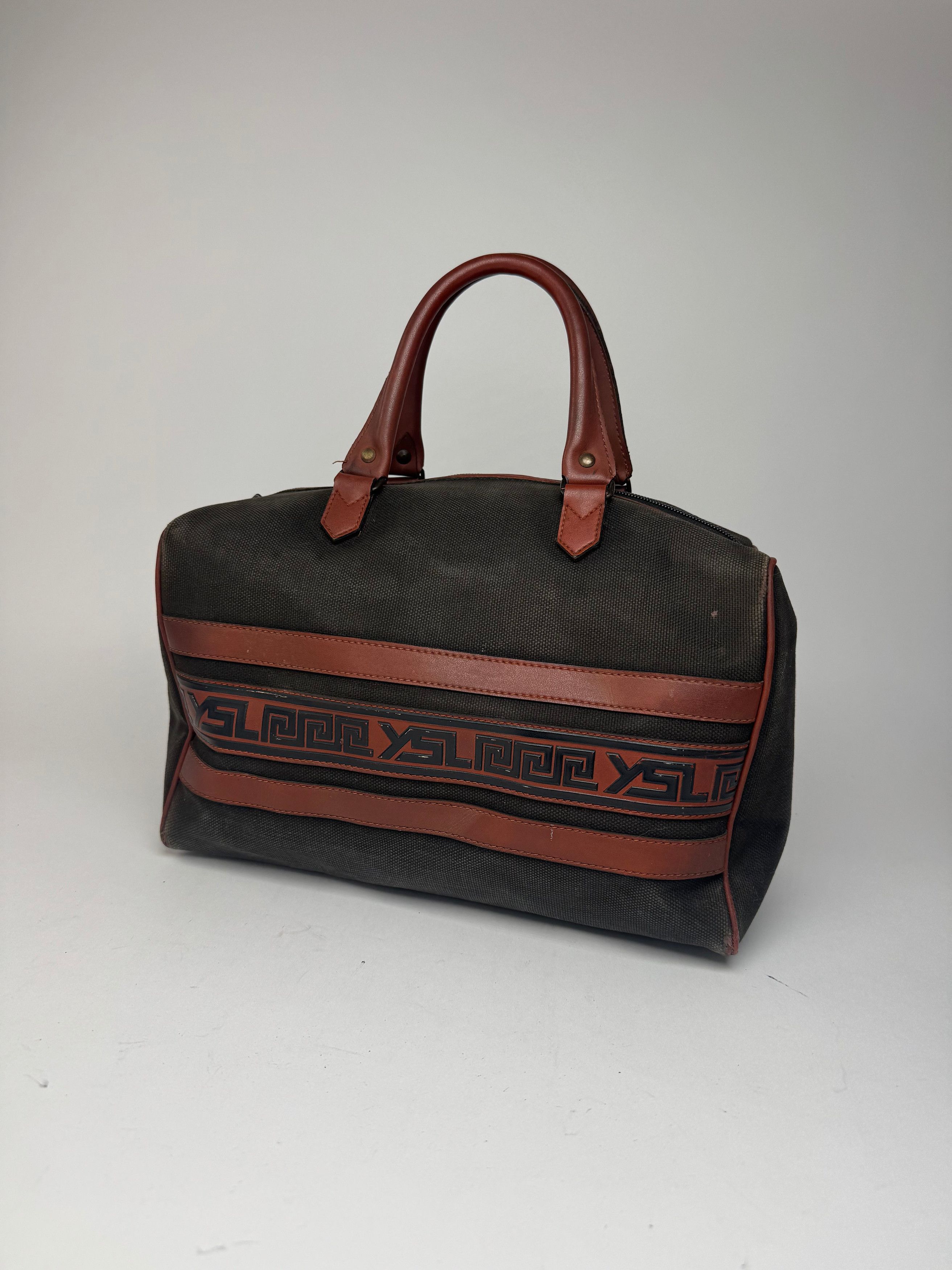 Other Vintage Yves Saint Laurent Mini Boston Leather Canvas bag bl Size ONE SIZE - 8 Thumbnail