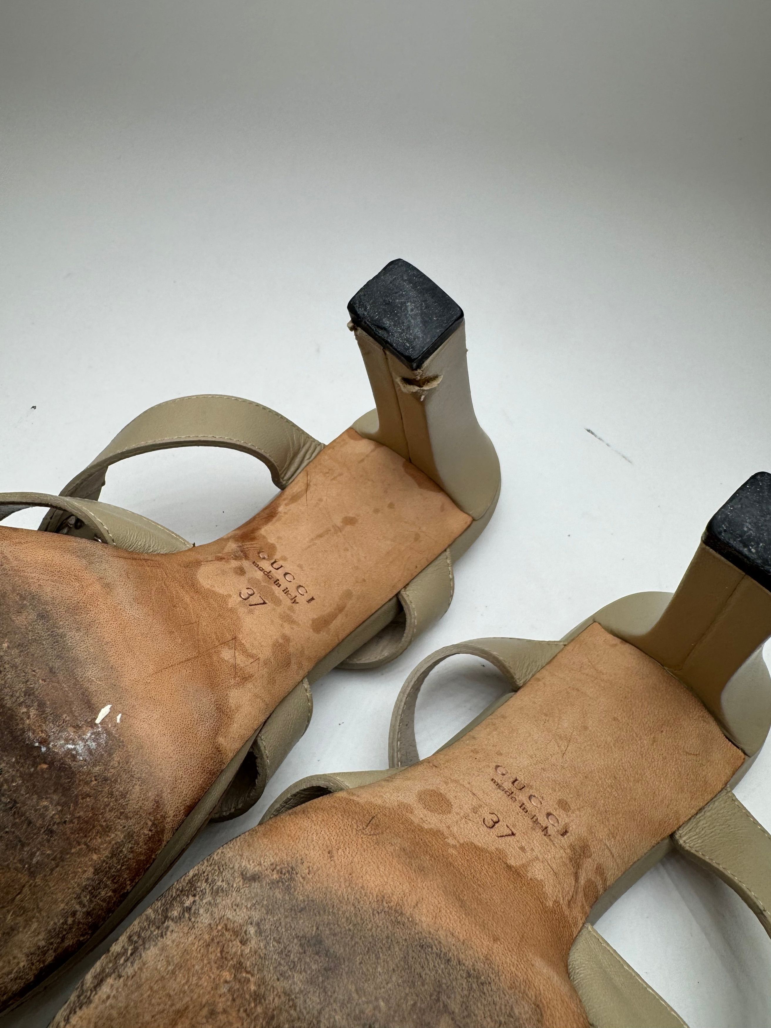 Gucci Vintage Leather Pumps Beige 37 Size US 6 / IT 36 - 12 Thumbnail