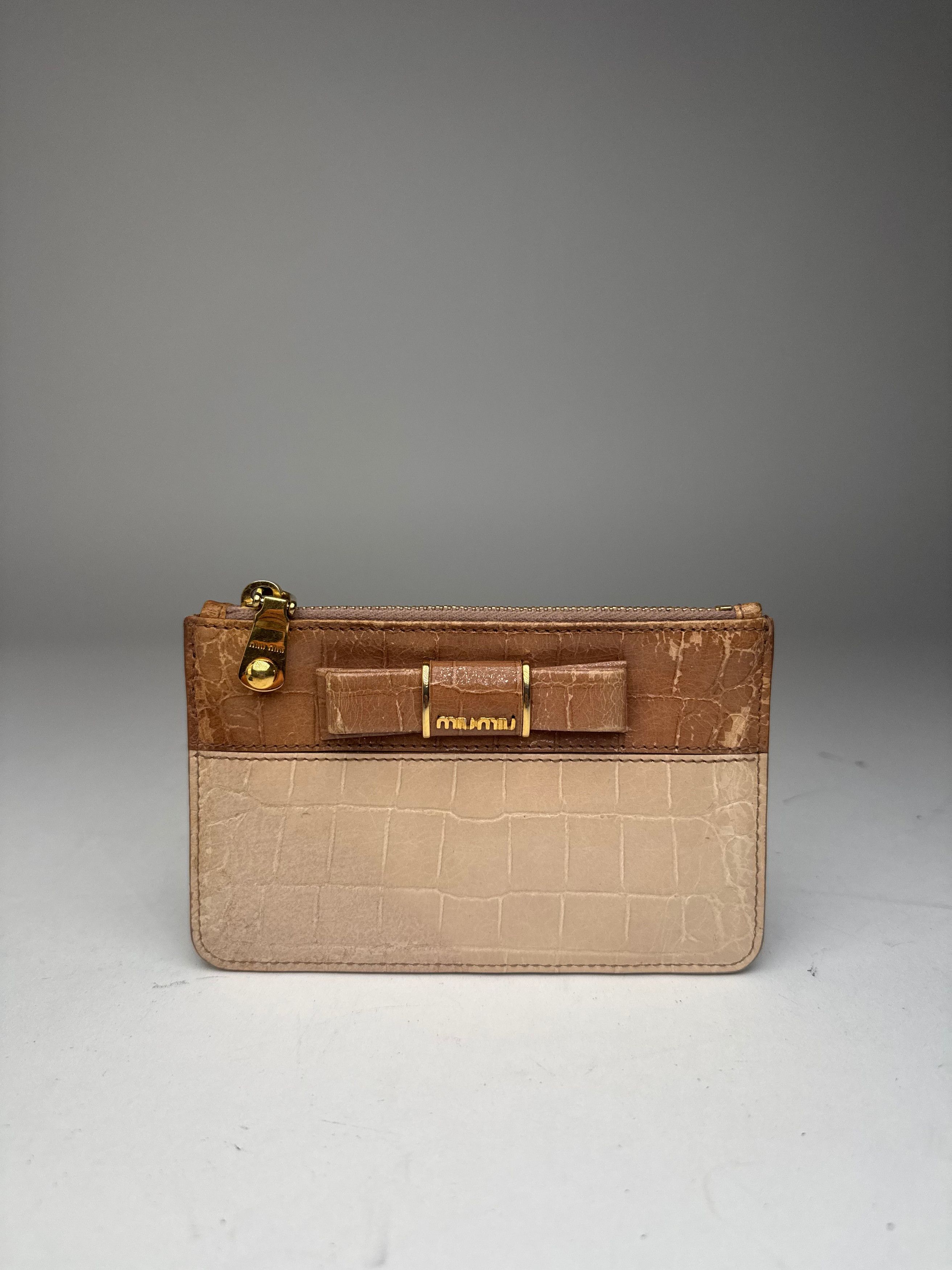 Miu Miu Vintage Patent Leather Card holder Beige Brown Size ONE SIZE - 3 Thumbnail