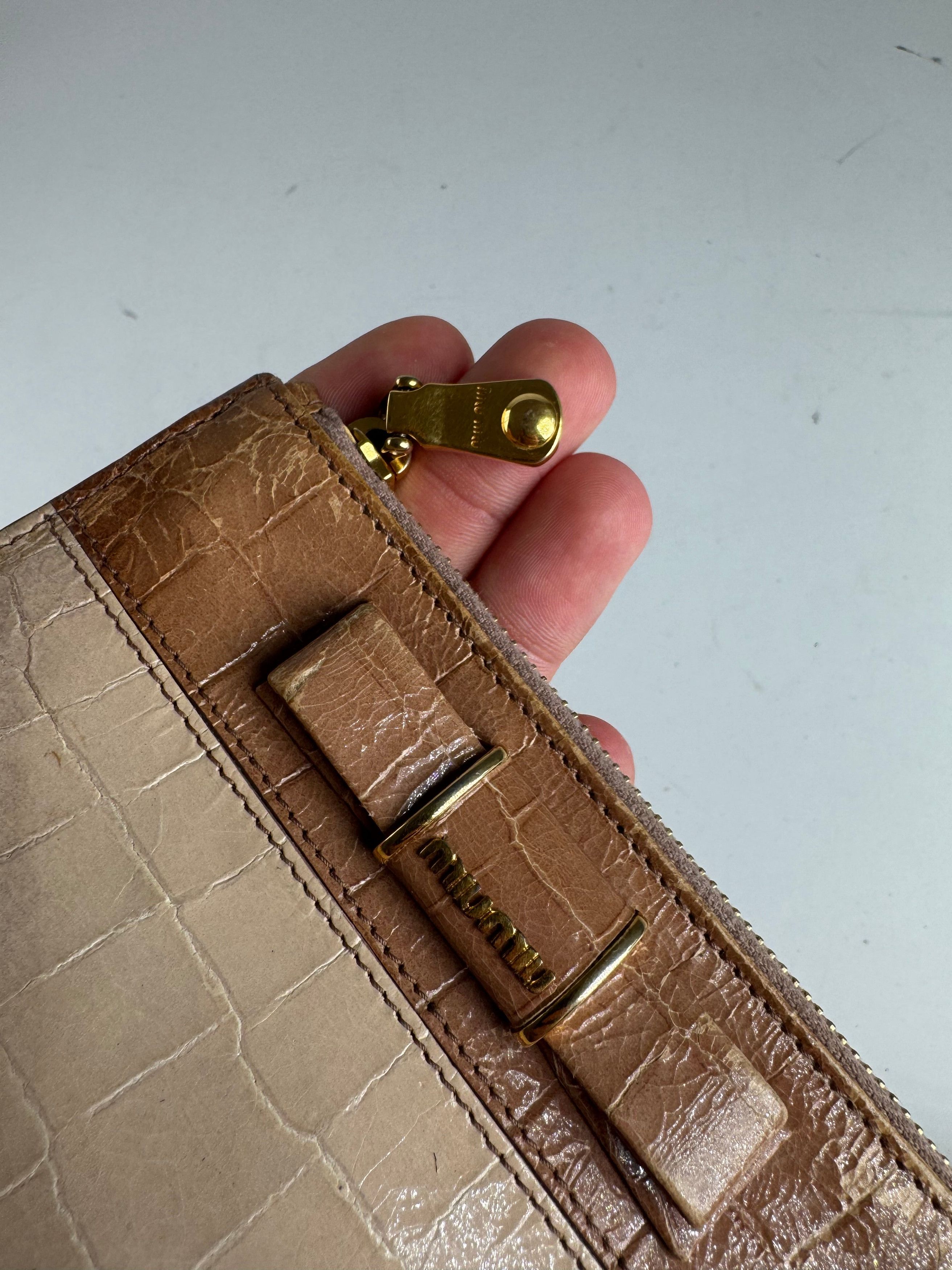 Miu Miu Vintage Patent Leather Card holder Beige Brown Size ONE SIZE - 4 Thumbnail