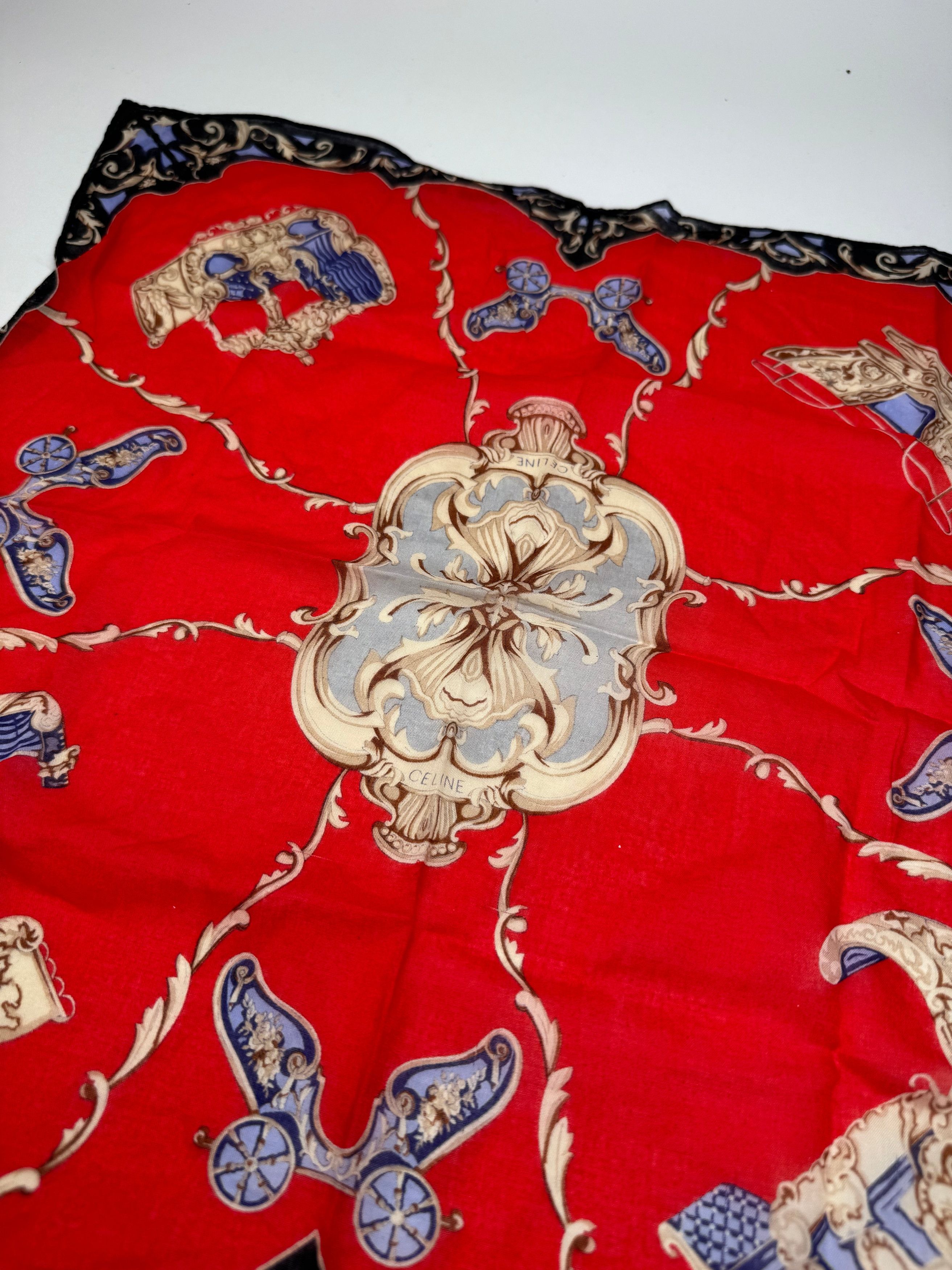 Celine Vintage Scarf red black Size ONE SIZE - 5 Thumbnail