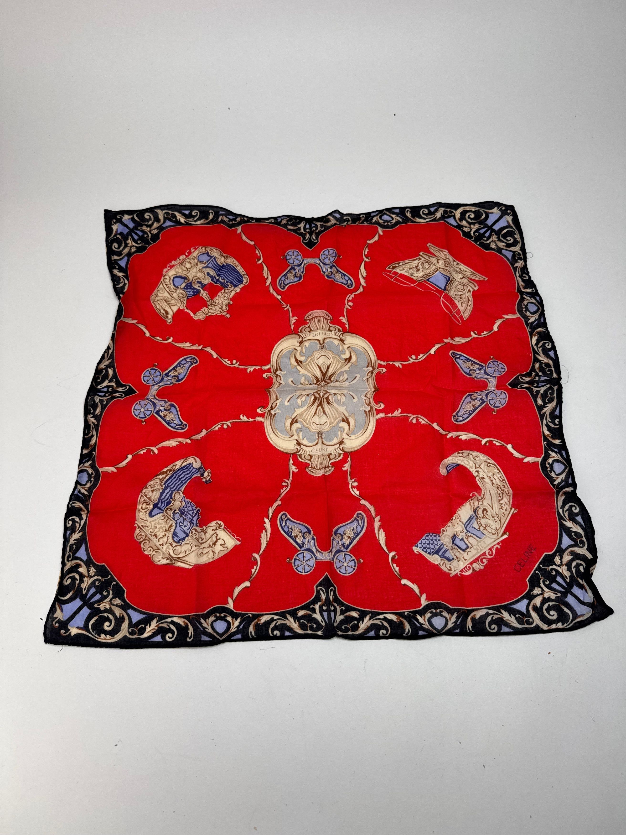 Celine Vintage Scarf red black Size ONE SIZE - 3 Thumbnail