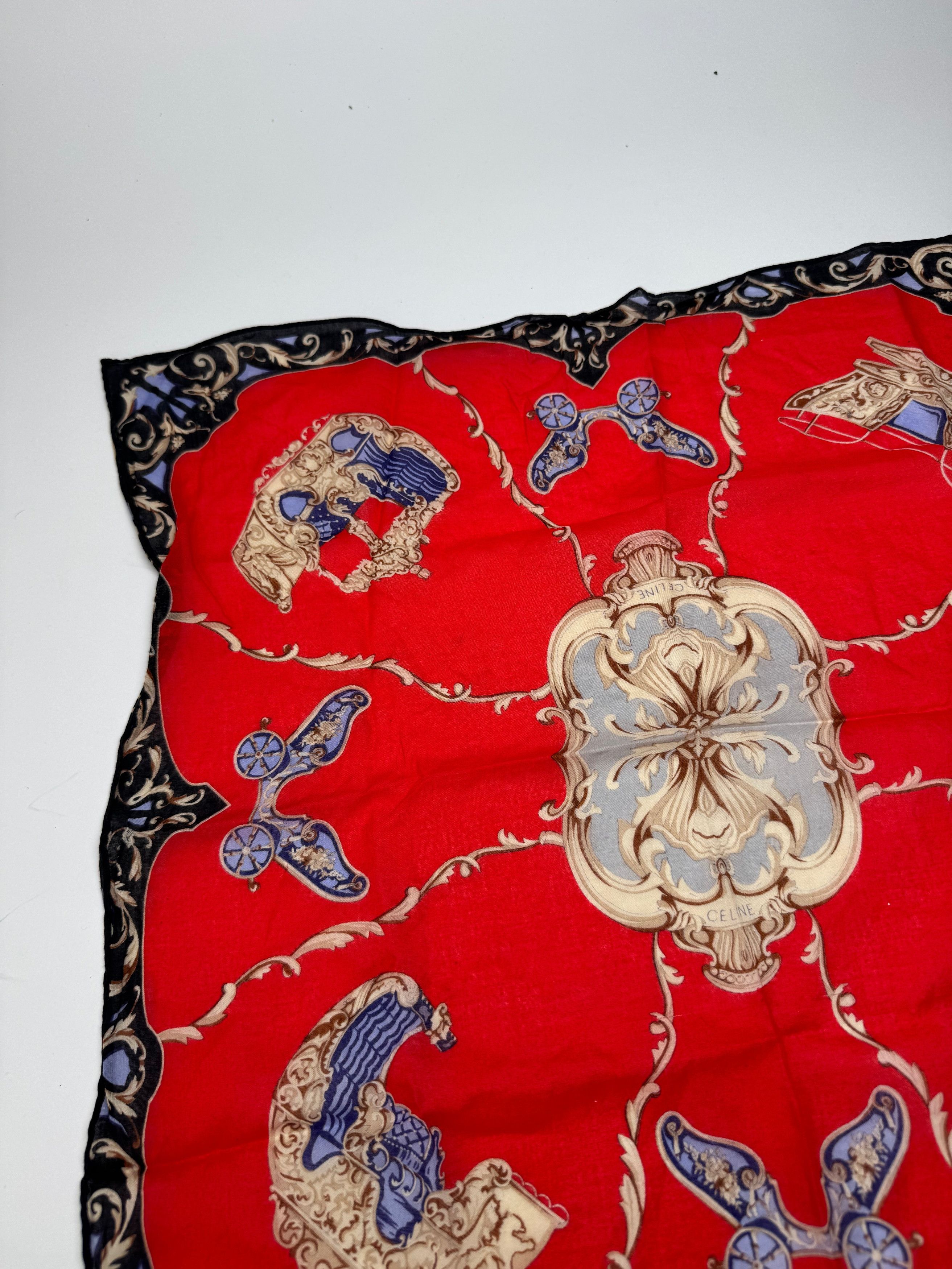 Celine Vintage Scarf red black Size ONE SIZE - 6 Thumbnail