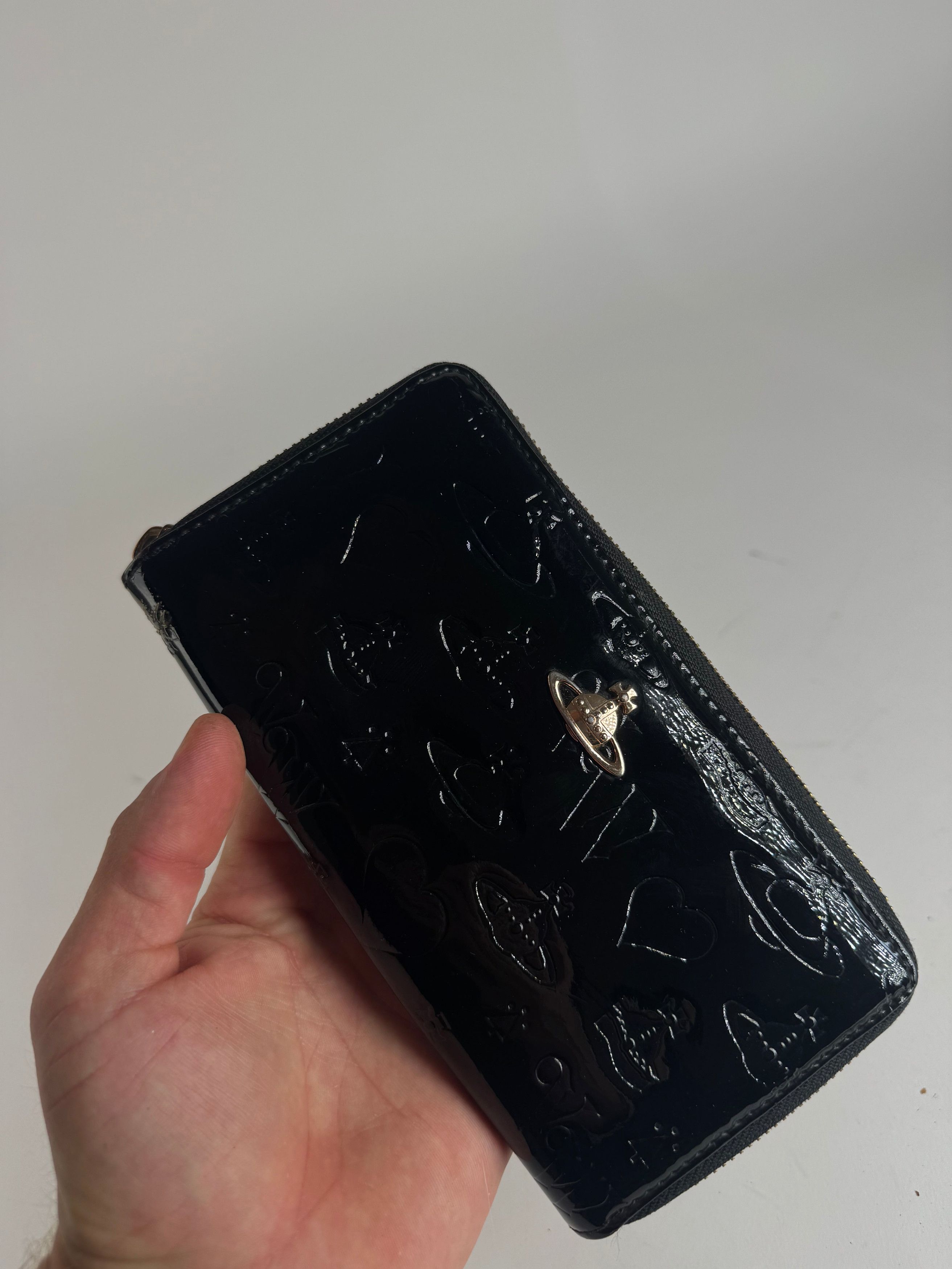 Vivienne Westwood Vintage Patent Leather monogram Wallet black Size ONE SIZE - 4 Thumbnail