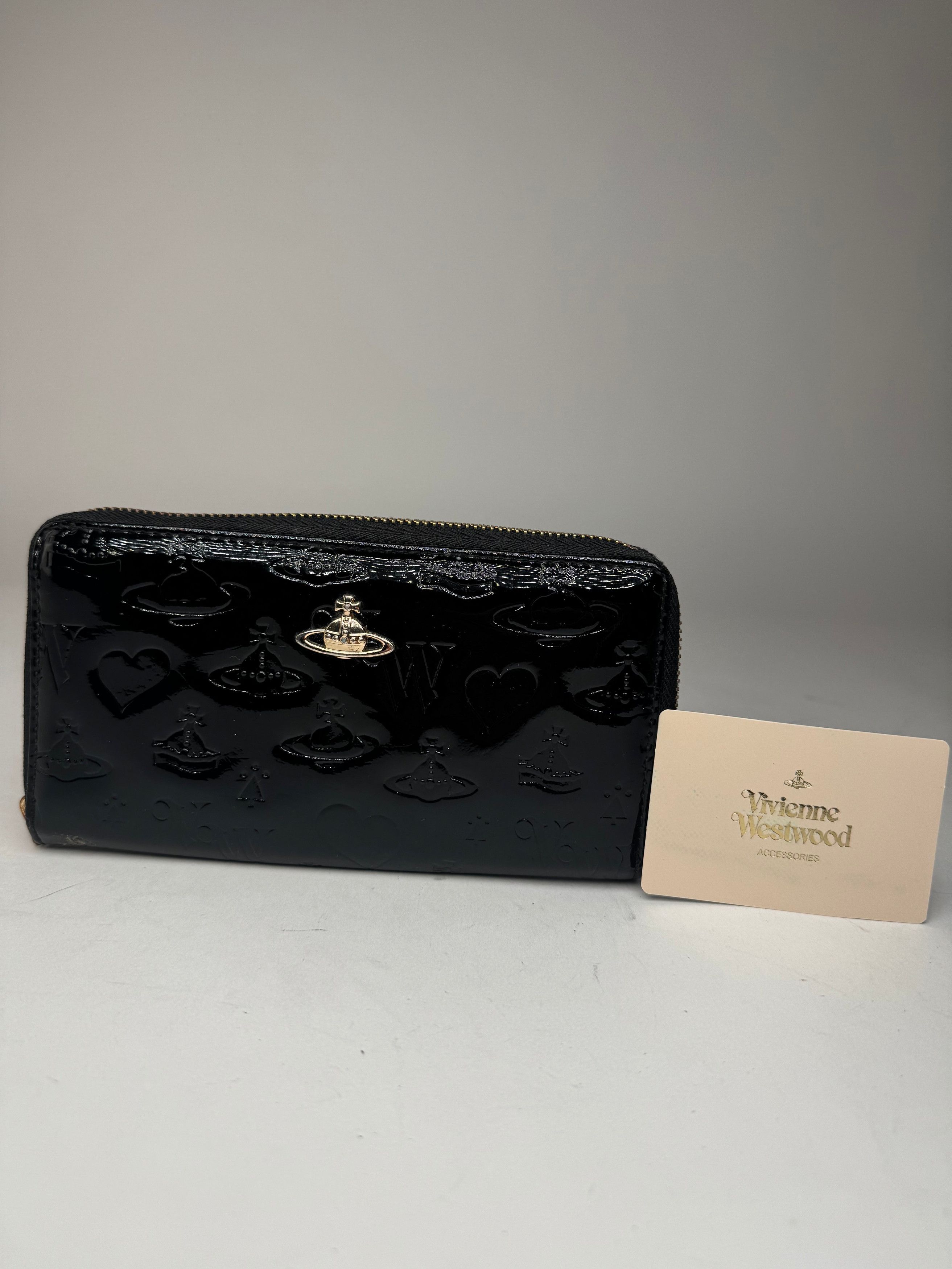 Vivienne Westwood Vintage Patent Leather monogram Wallet black Size ONE SIZE - 5 Thumbnail