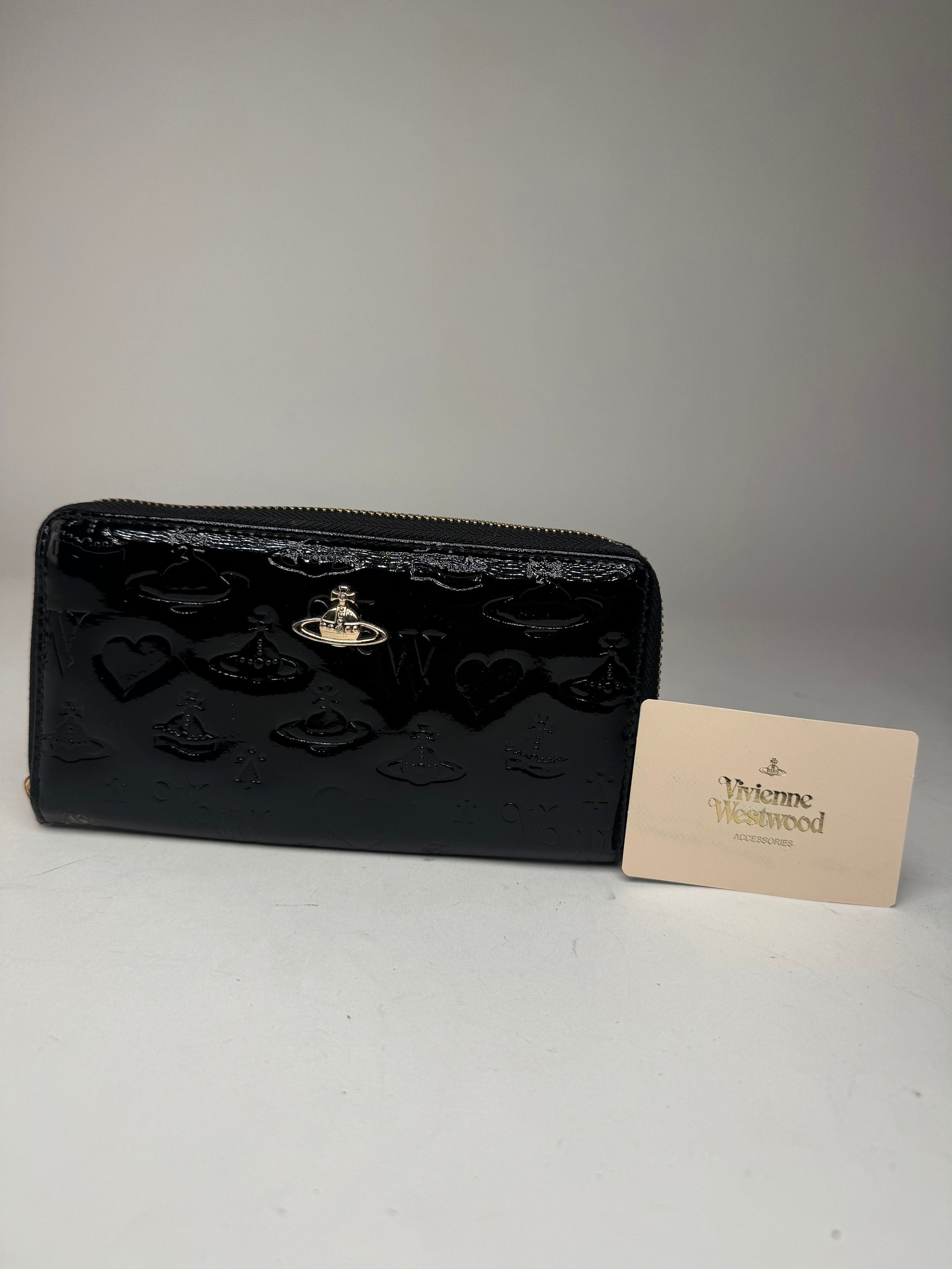 Vivienne Westwood Vintage Patent Leather monogram Wallet black Size ONE SIZE - 12 Thumbnail