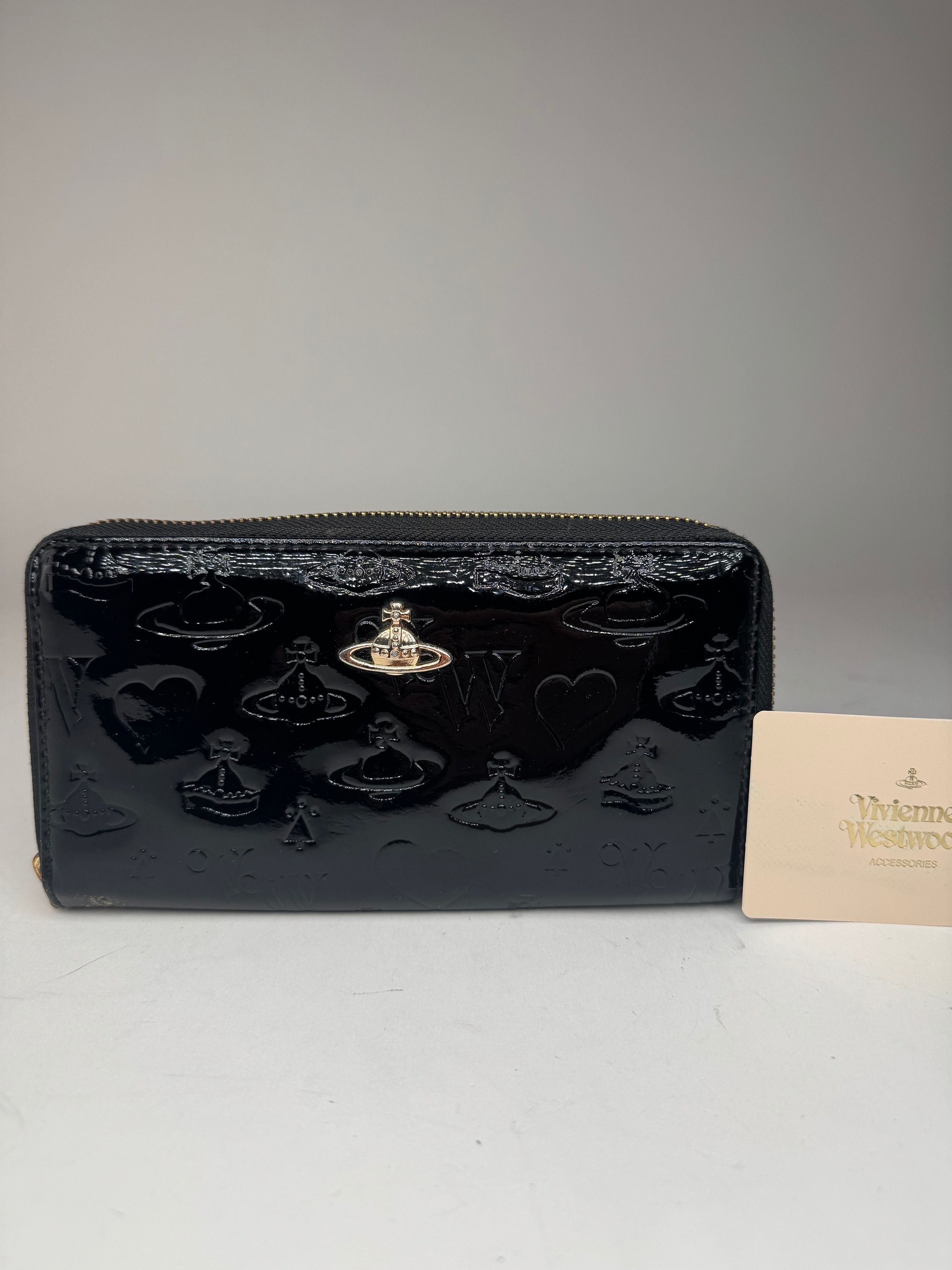 Vivienne Westwood Vintage Patent Leather monogram Wallet black Size ONE SIZE - 14 Thumbnail