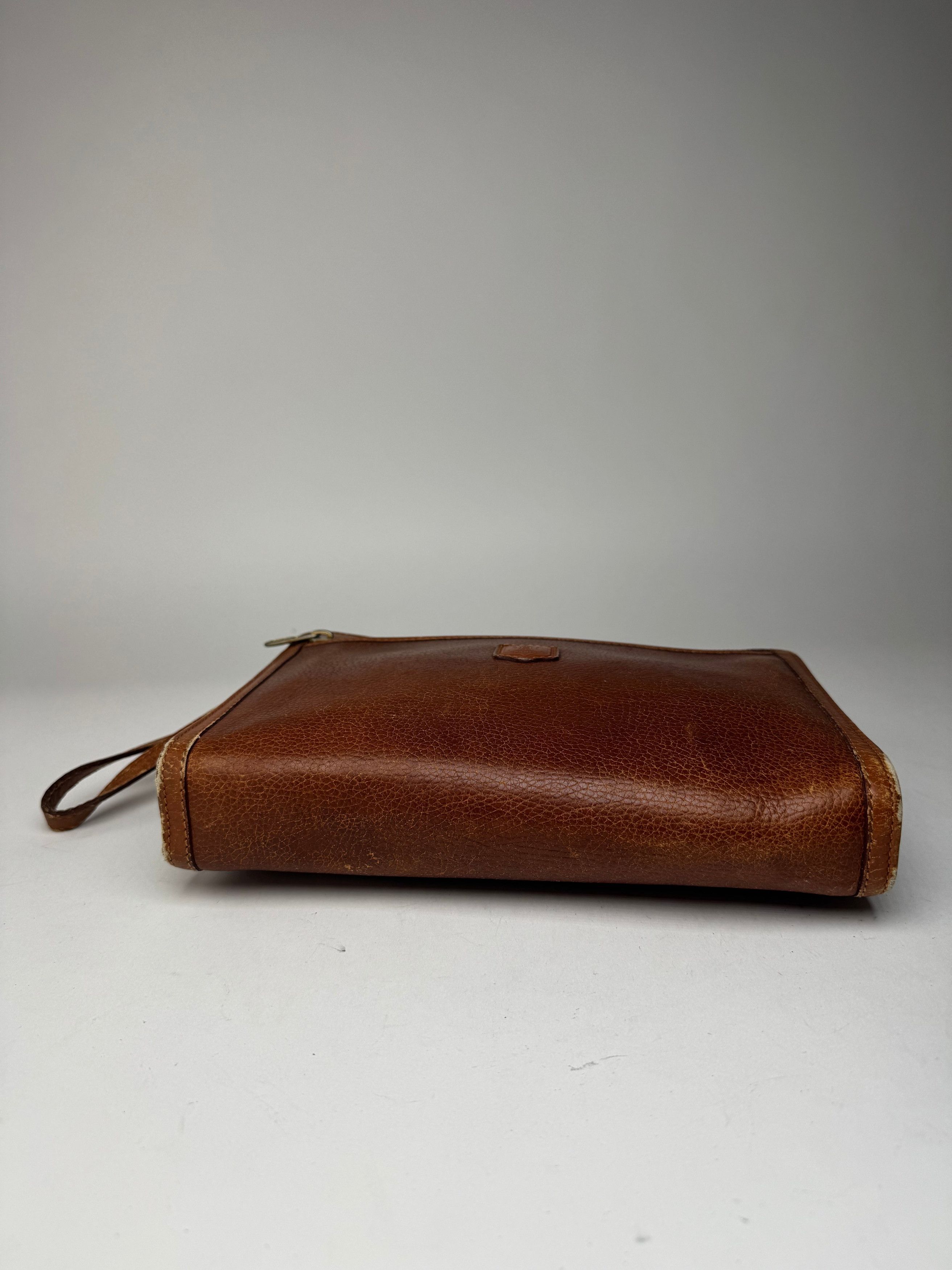Celine Vintage Paris Leather Clutch Brown Size ONE SIZE - 10 Thumbnail