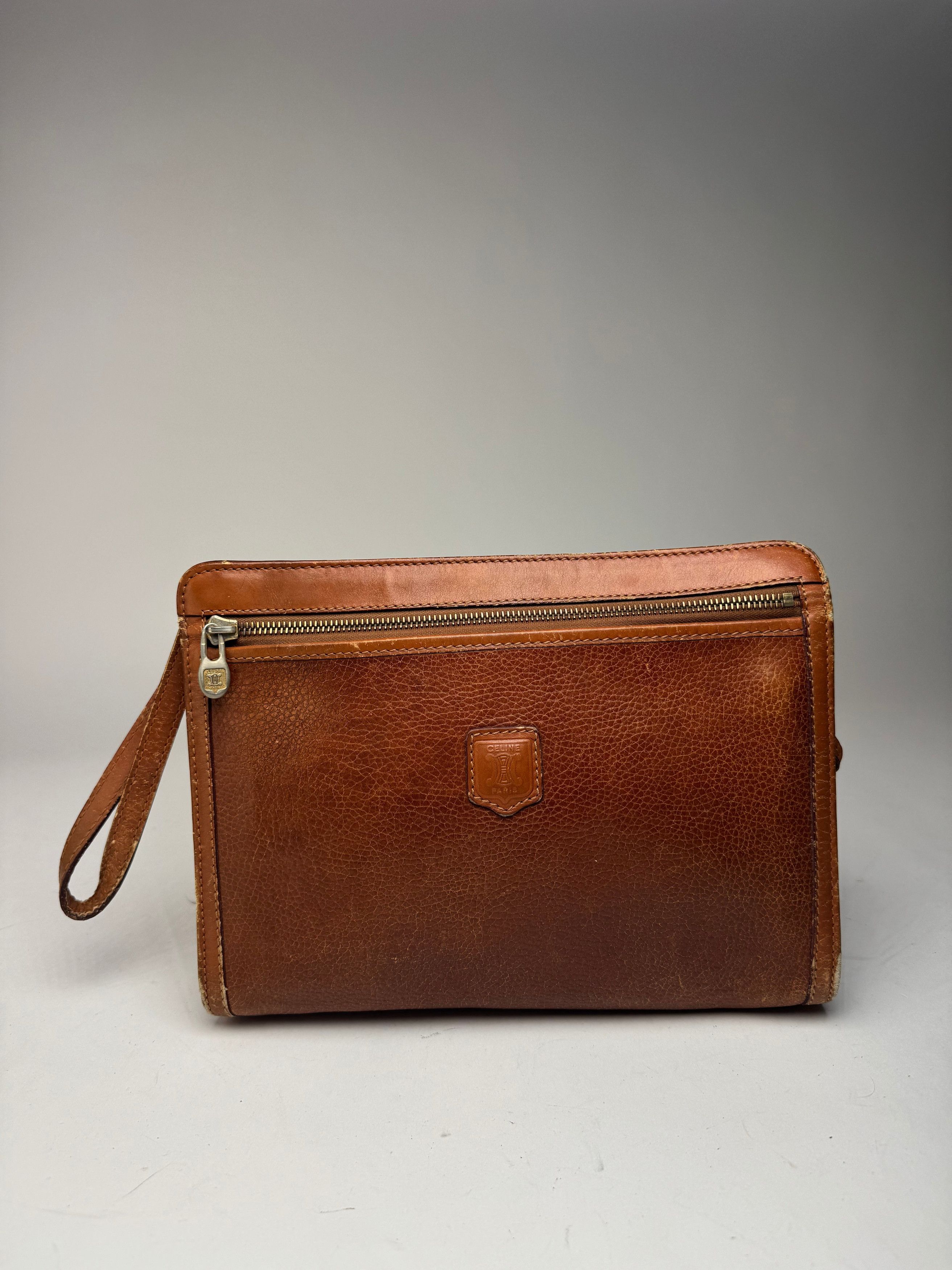 Celine Vintage Paris Leather Clutch Brown Size ONE SIZE - 14 Thumbnail