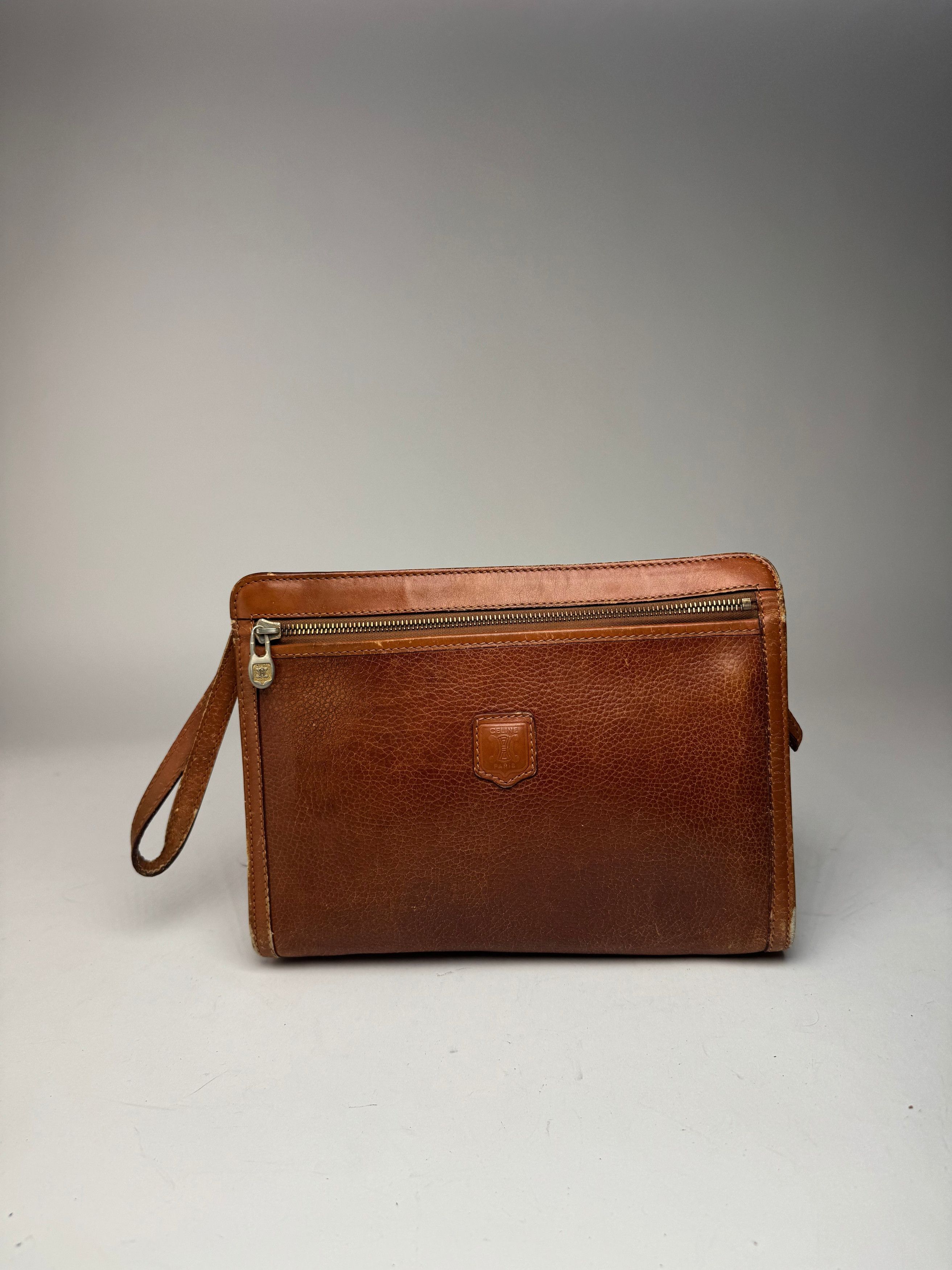 Celine Vintage Paris Leather Clutch Brown Size ONE SIZE - 6 Thumbnail