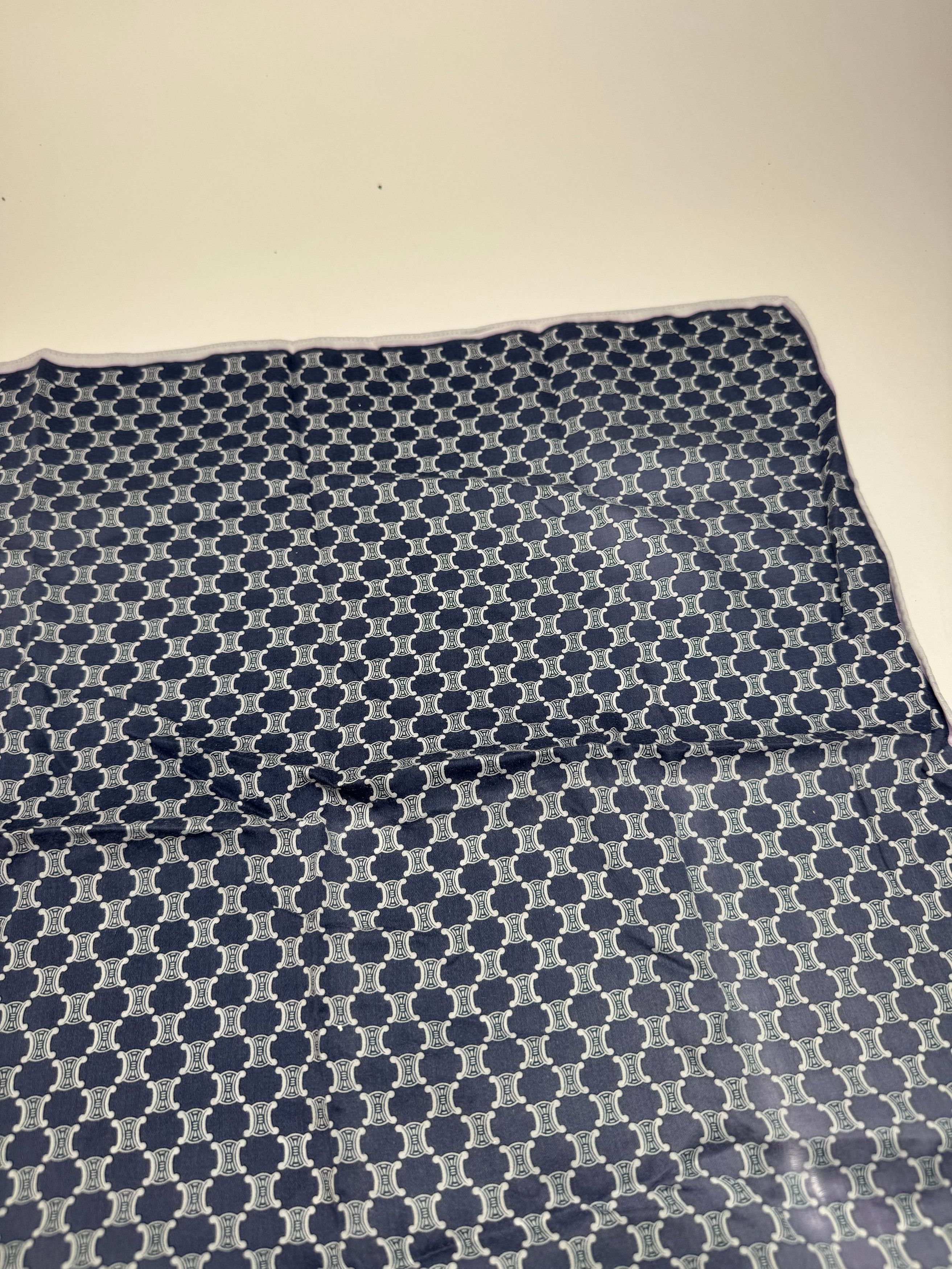 Celine Vintage Paris Triumphe monogram scarf navy white Size ONE SIZE - 6 Thumbnail