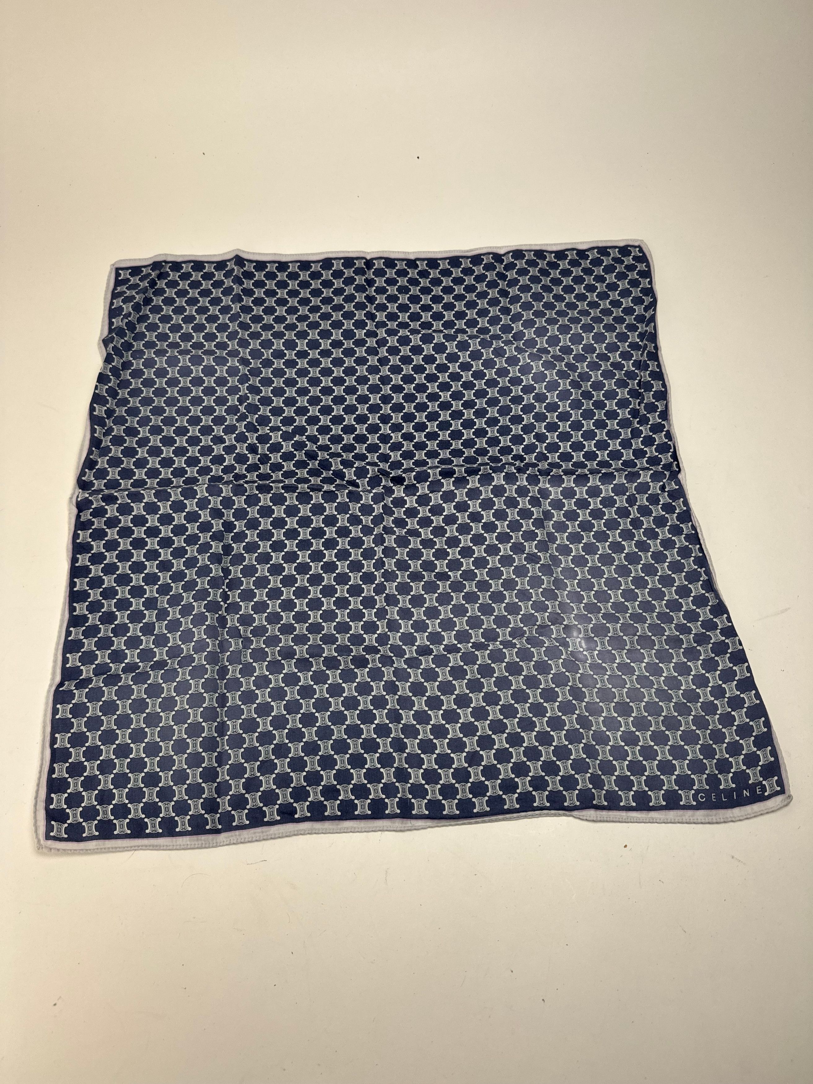 Celine Vintage Paris Triumphe monogram scarf navy white Size ONE SIZE - 4 Thumbnail