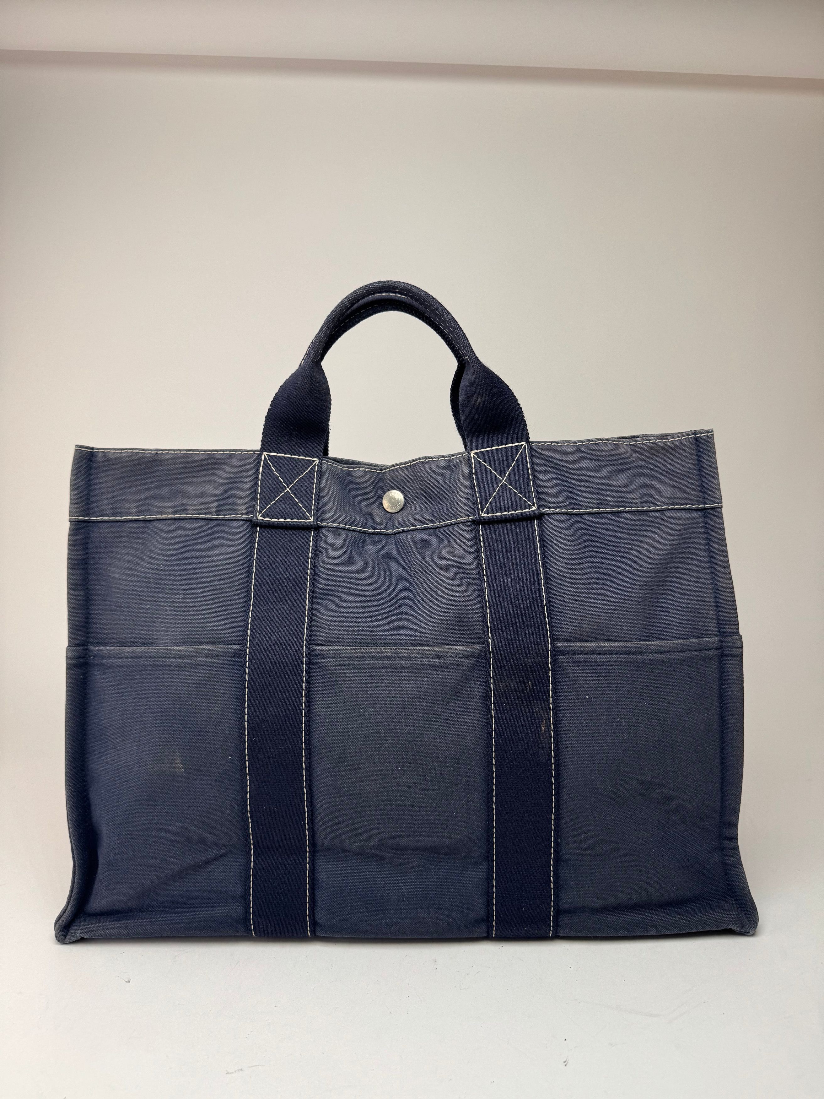 Other Vintage Hermes Cotton Tote bag navy Size ONE SIZE - 3 Thumbnail