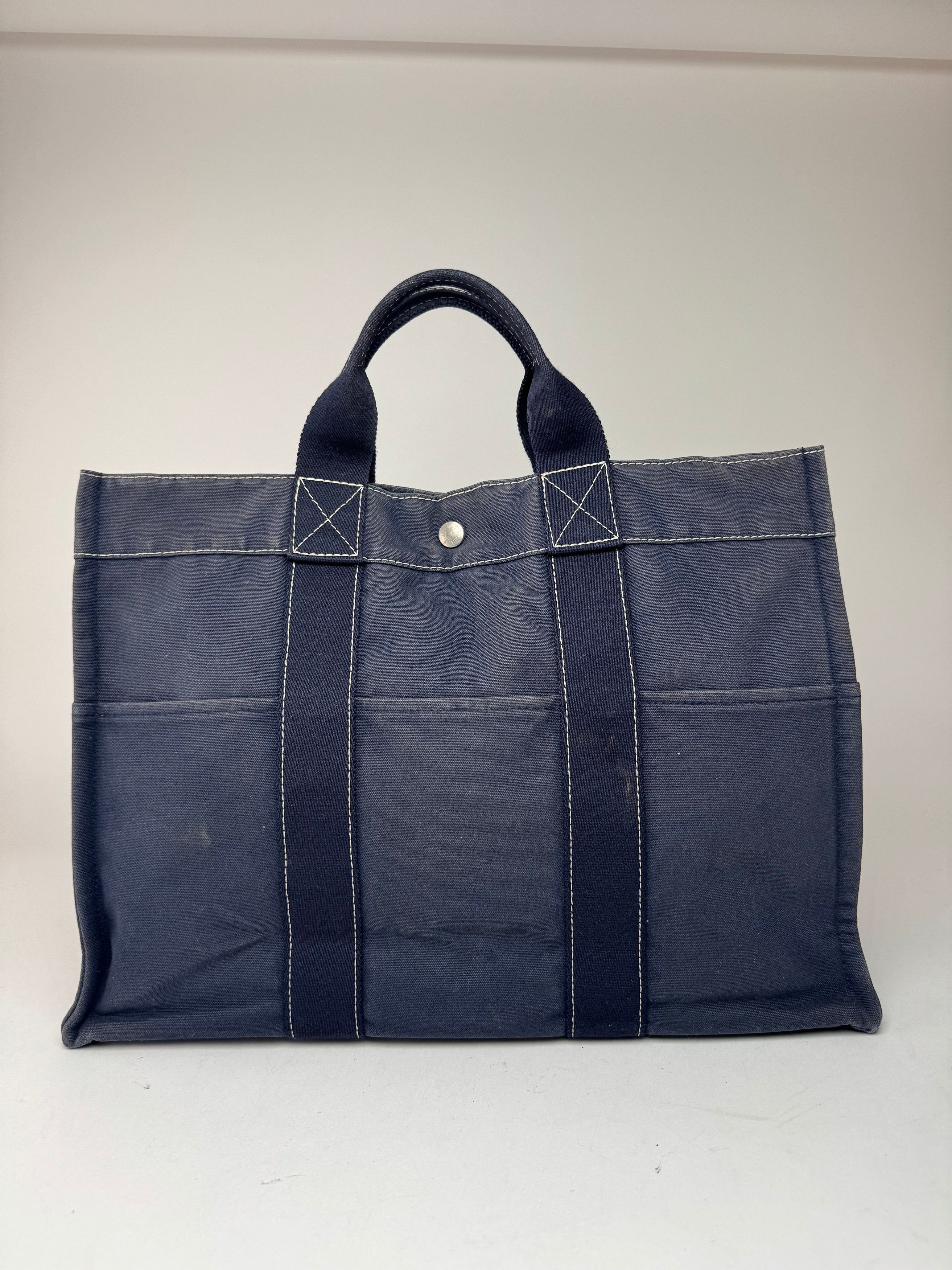 Other Vintage Hermes Cotton Tote bag navy Size ONE SIZE - 15 Thumbnail