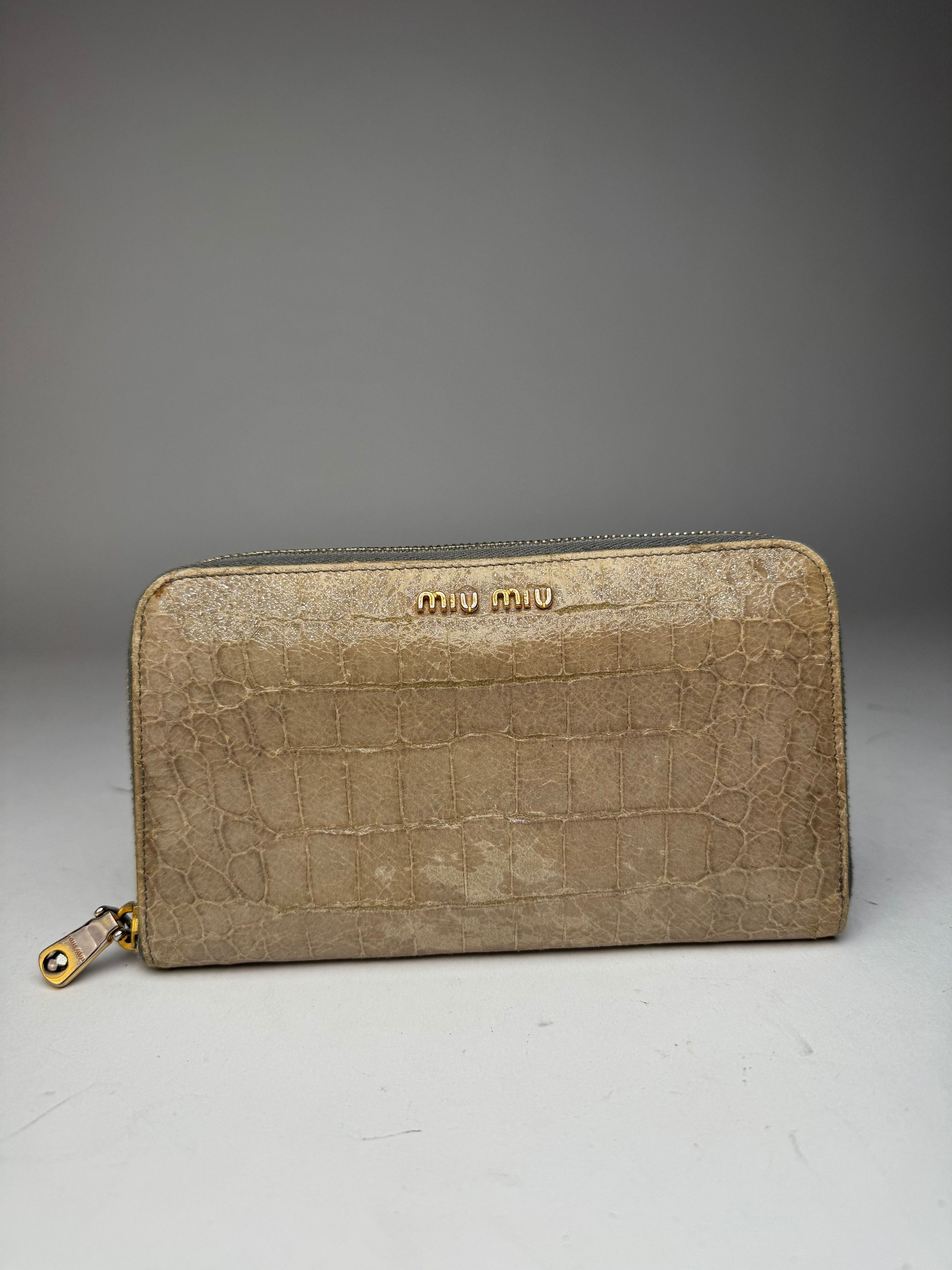 Miu Miu Vintage Leather Wallet white Brown Size ONE SIZE - 10 Thumbnail