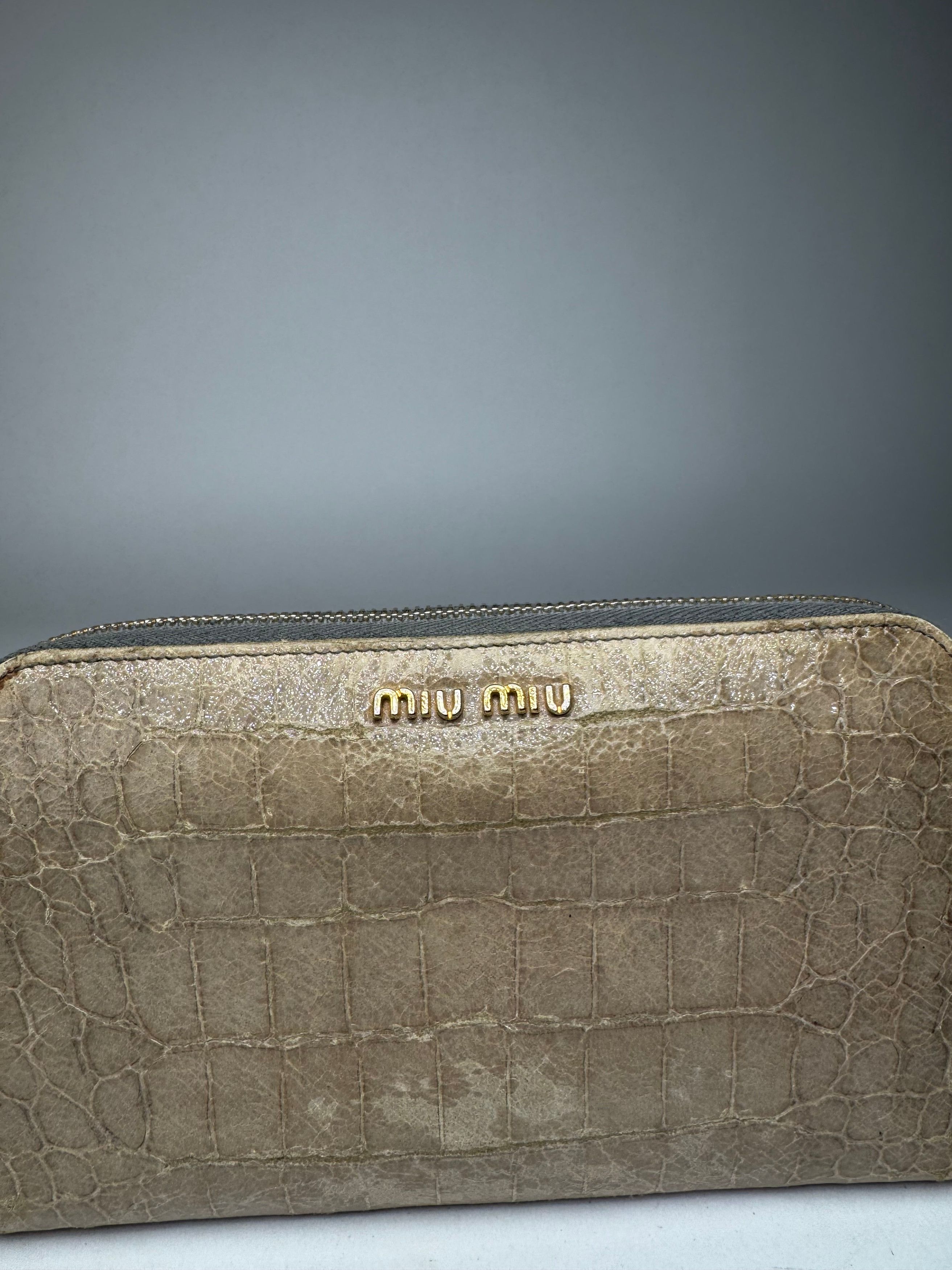 Miu Miu Vintage Leather Wallet white Brown Size ONE SIZE - 7 Thumbnail