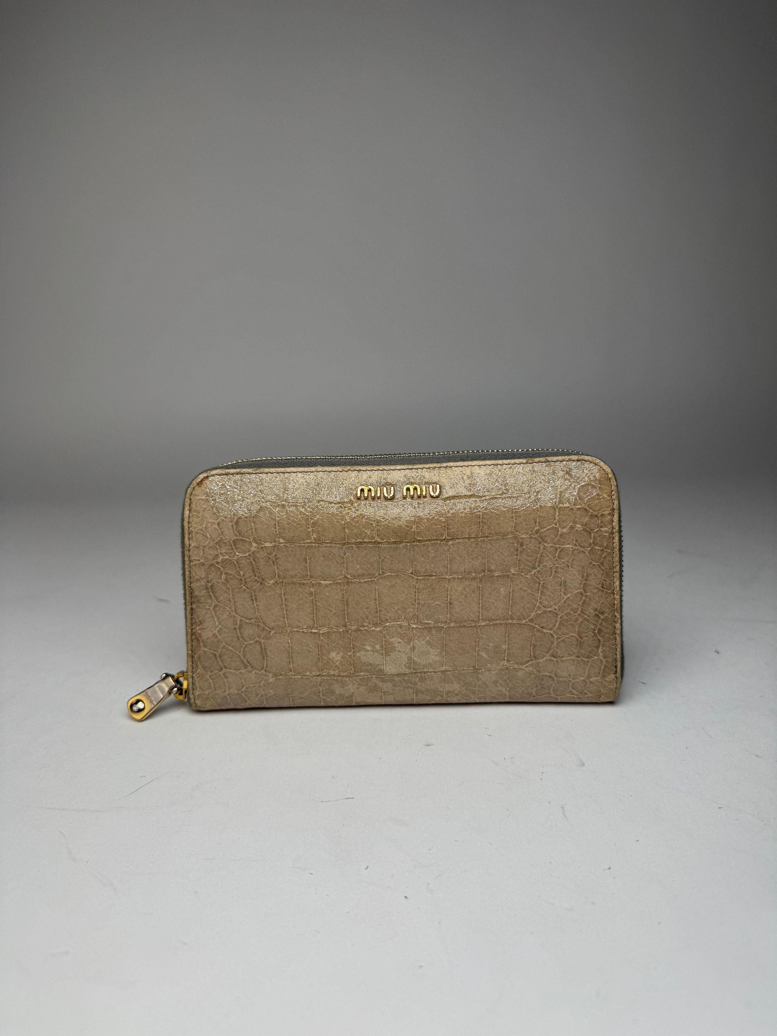 Miu Miu Vintage Leather Wallet white Brown Size ONE SIZE - 3 Thumbnail