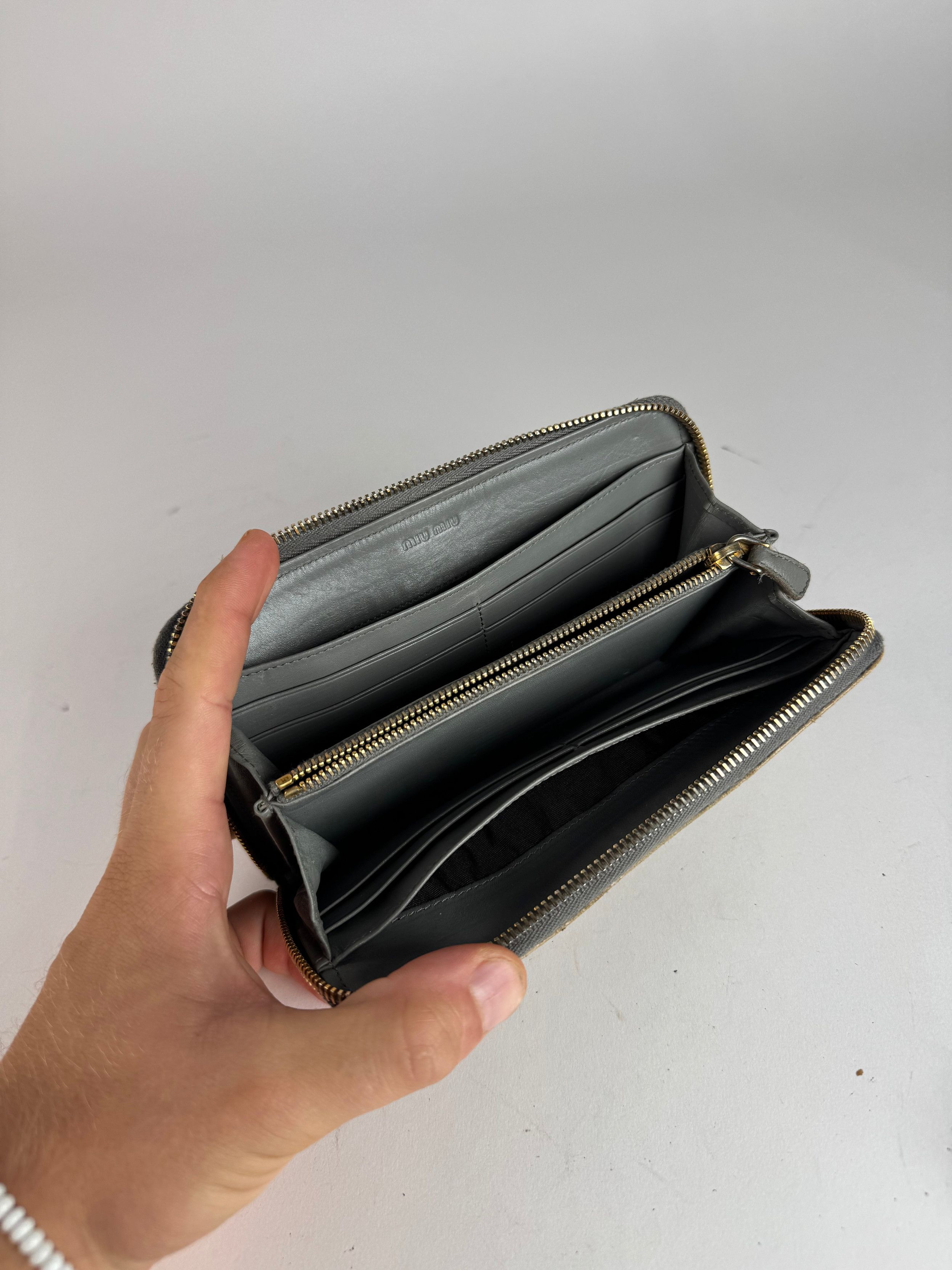 Miu Miu Vintage Leather Wallet white Brown Size ONE SIZE - 5 Thumbnail