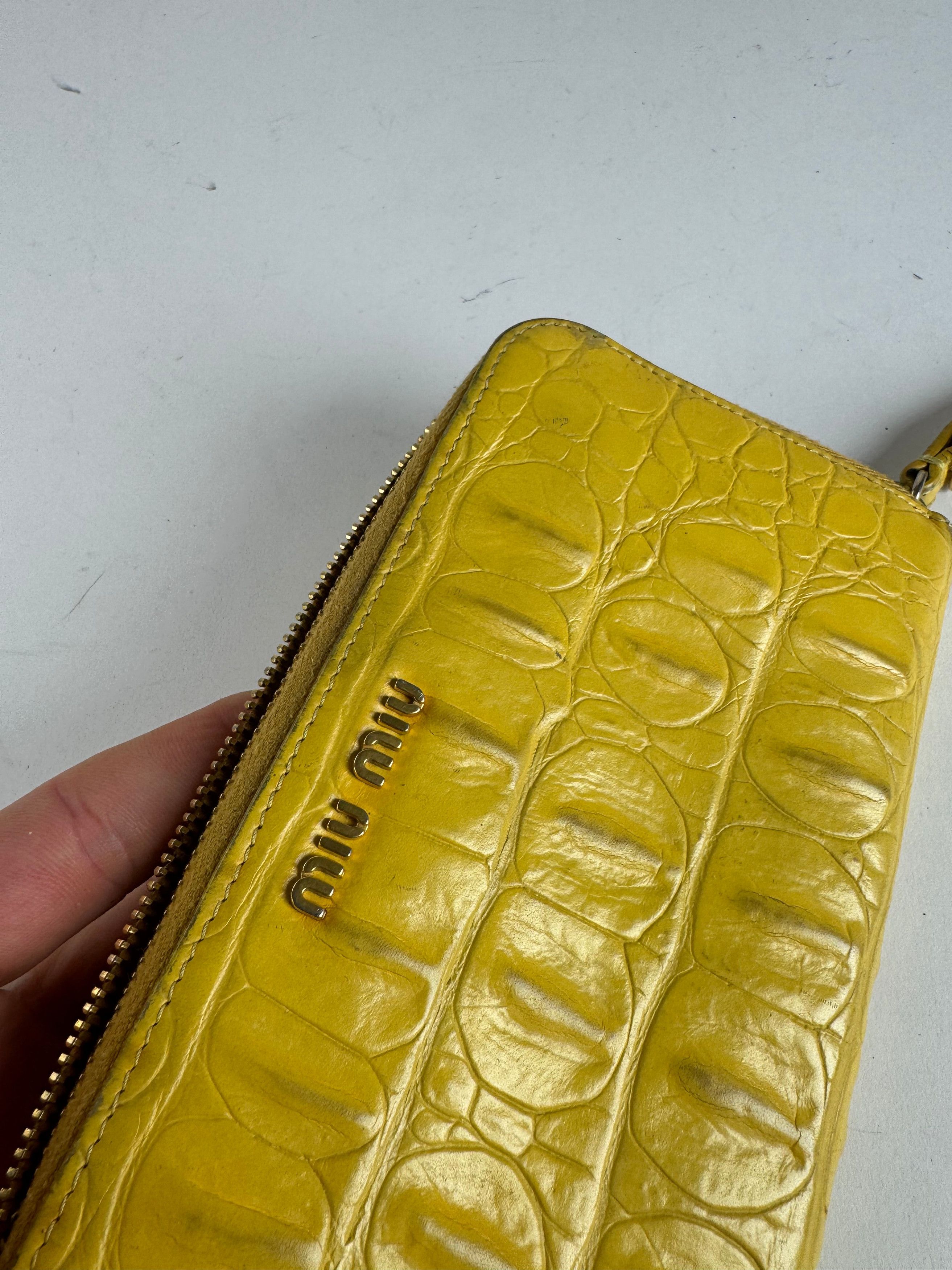 Miu Miu Vintage Leather Wallet Yellow Size ONE SIZE - 6 Thumbnail