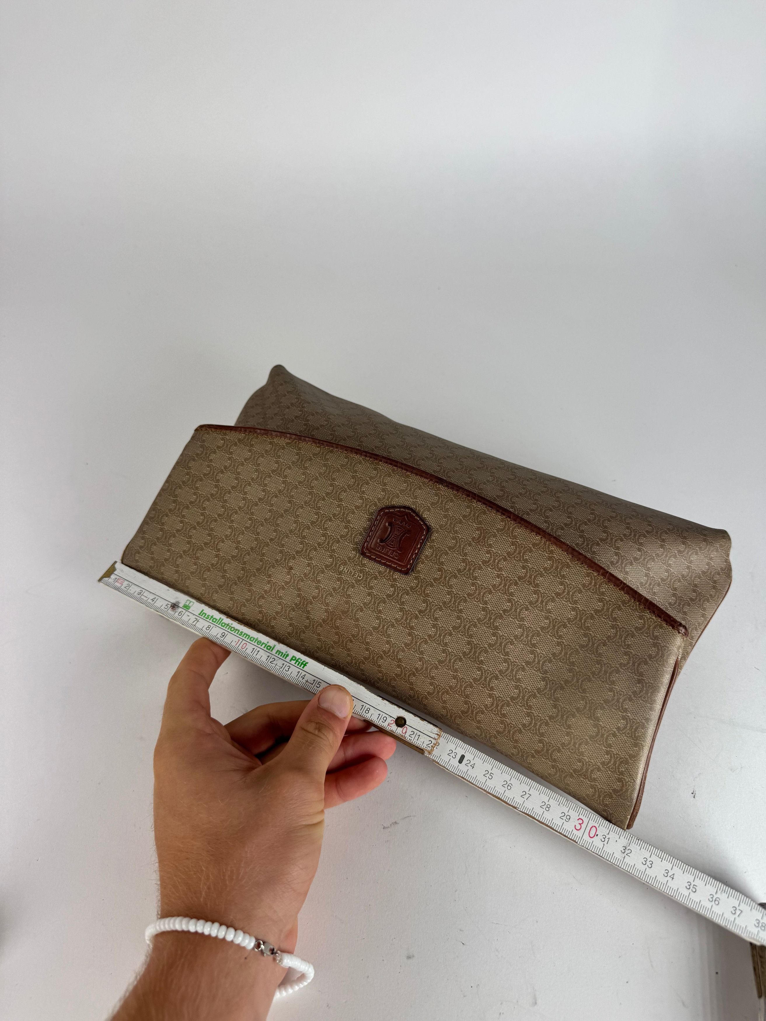 Celine Vintage Paris Monogram Leather Clutch Beige Brown Size ONE SIZE - 11 Thumbnail