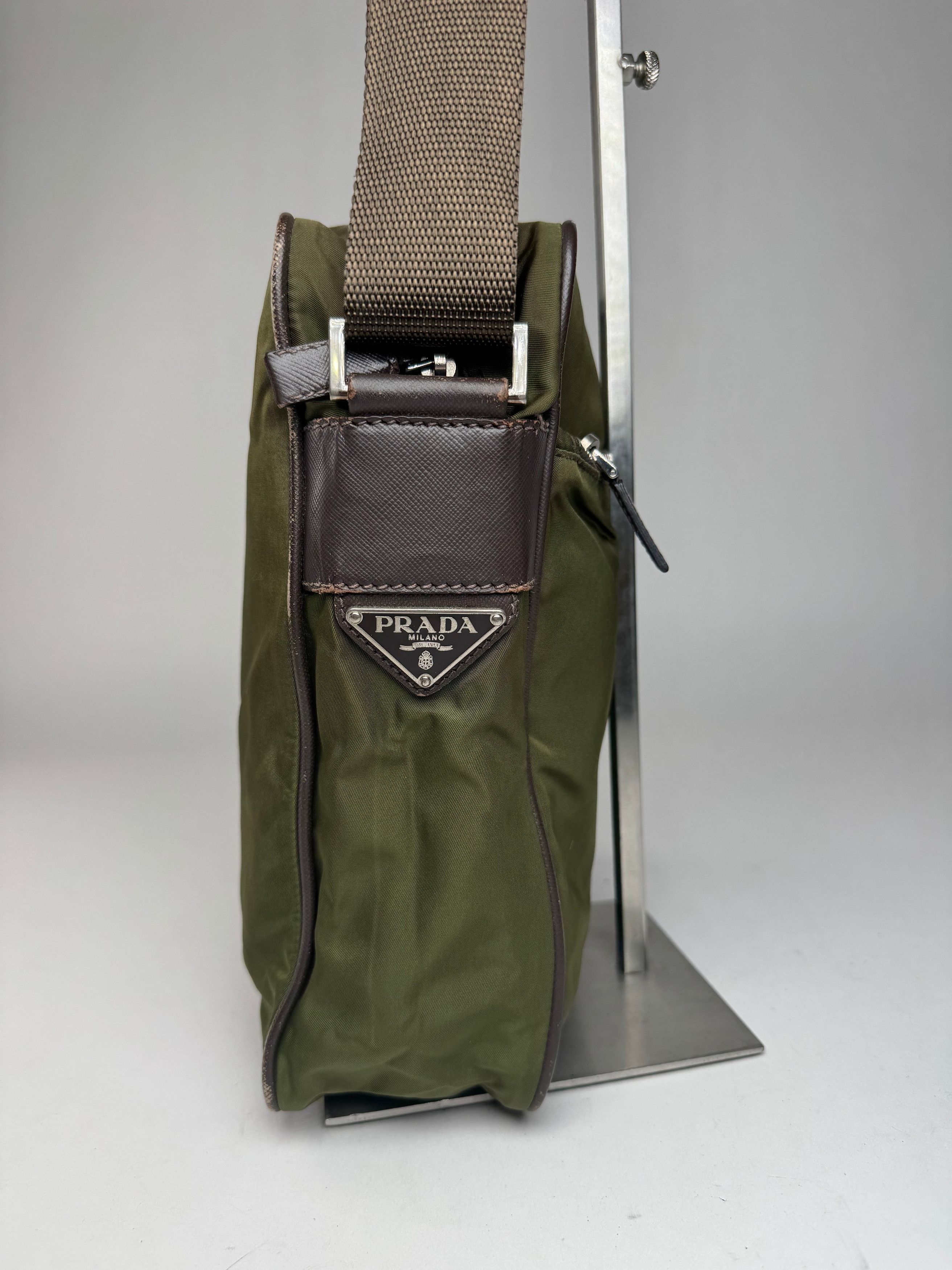 Prada Vintage 2Way Polyester Triangle bag green brown Size ONE SIZE - 4 Thumbnail