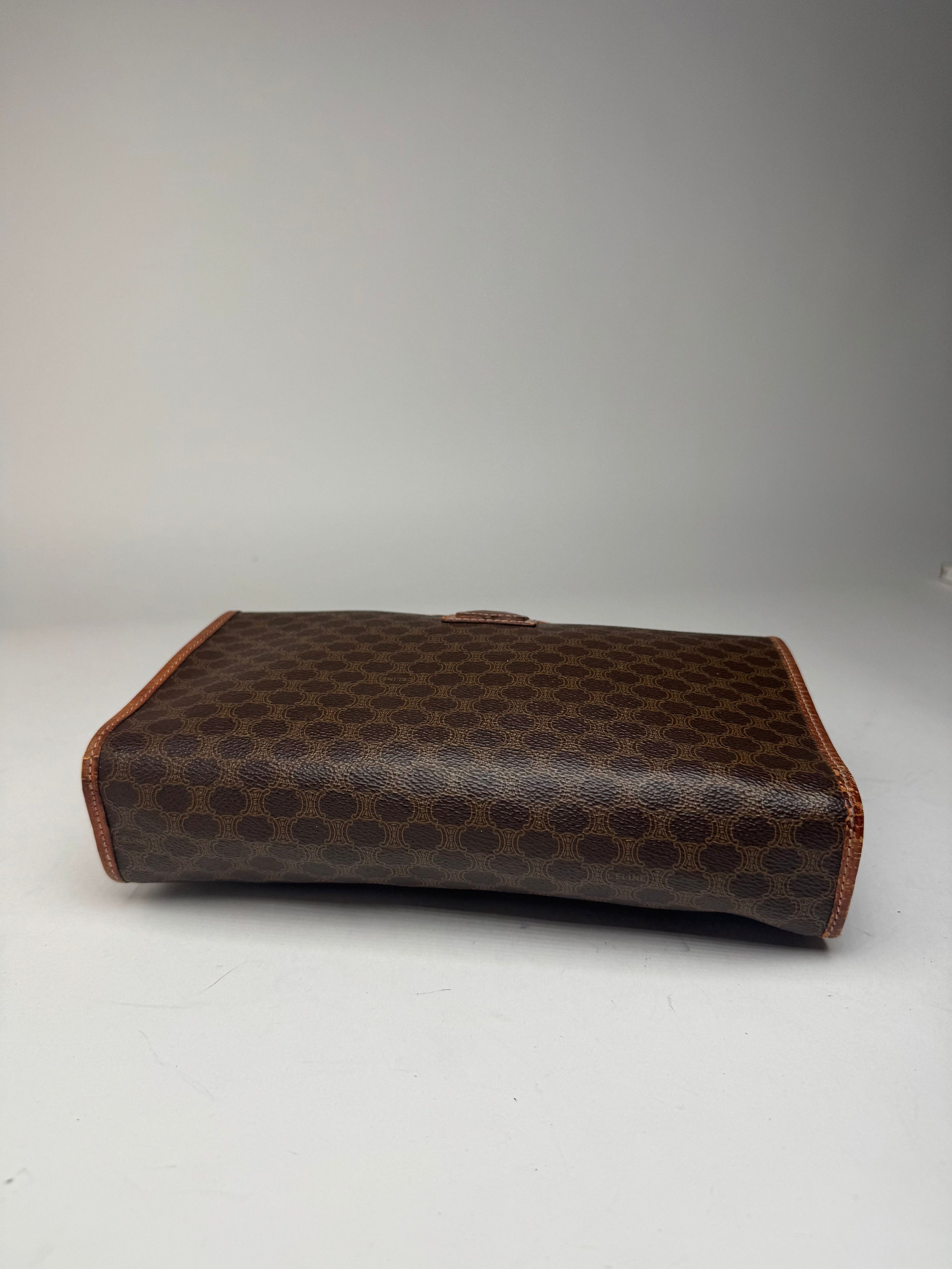 Celine Vintage Paris Leather Clutch Brown Size ONE SIZE - 8 Thumbnail