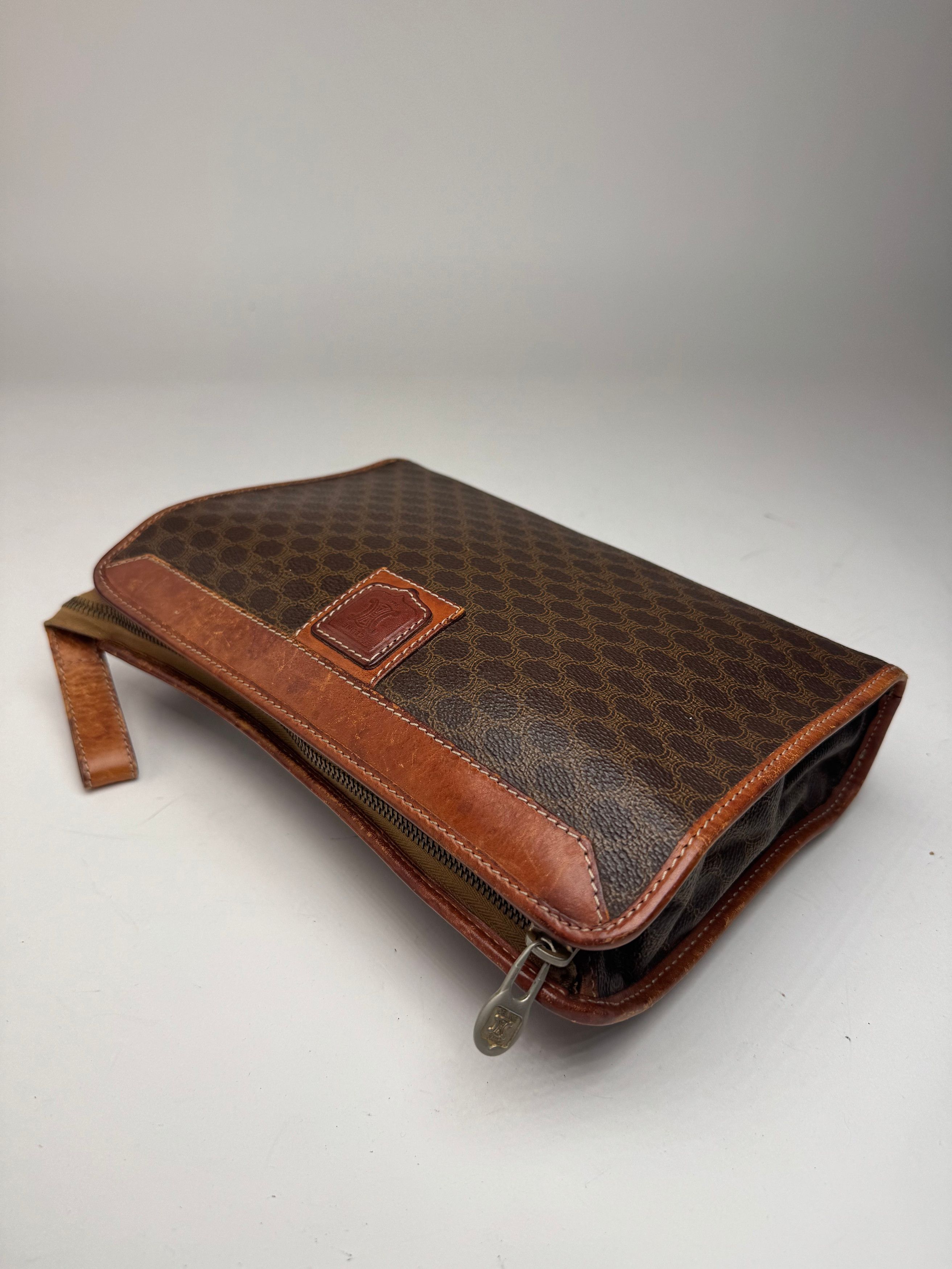 Celine Vintage Paris Leather Clutch Brown Size ONE SIZE - 7 Thumbnail