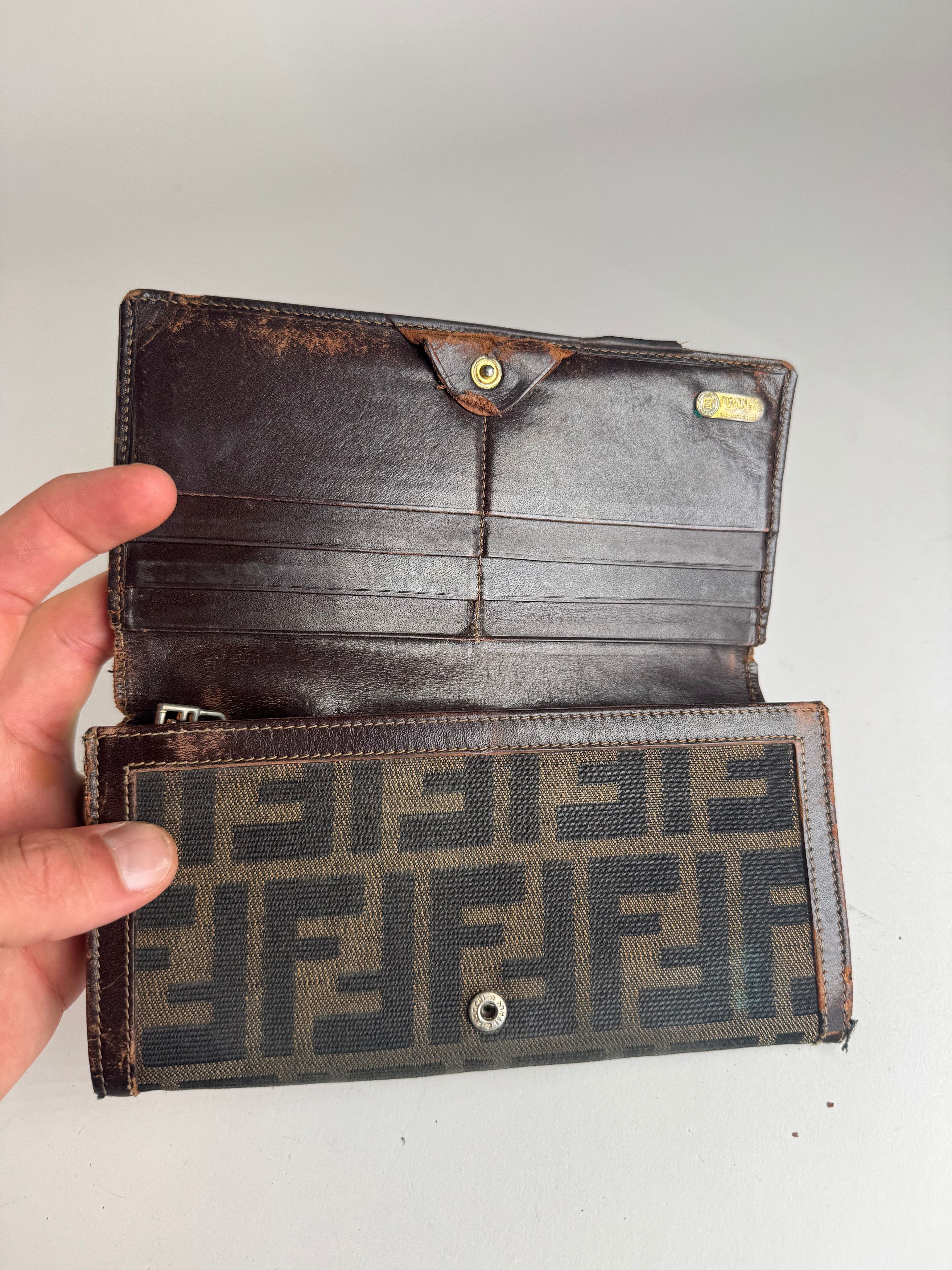 Fendi Vintage FF monogram Leather wallet brown Size ONE SIZE - 3 Thumbnail