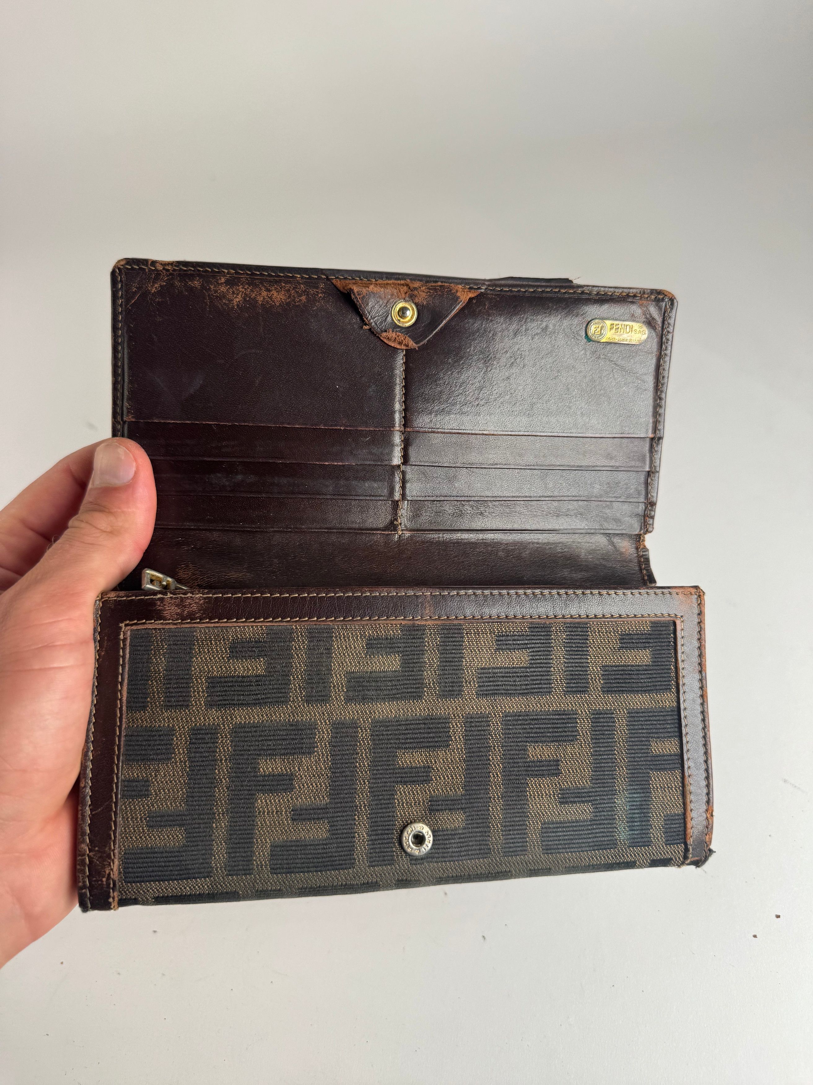 Fendi Vintage FF monogram Leather wallet brown Size ONE SIZE - 9 Thumbnail