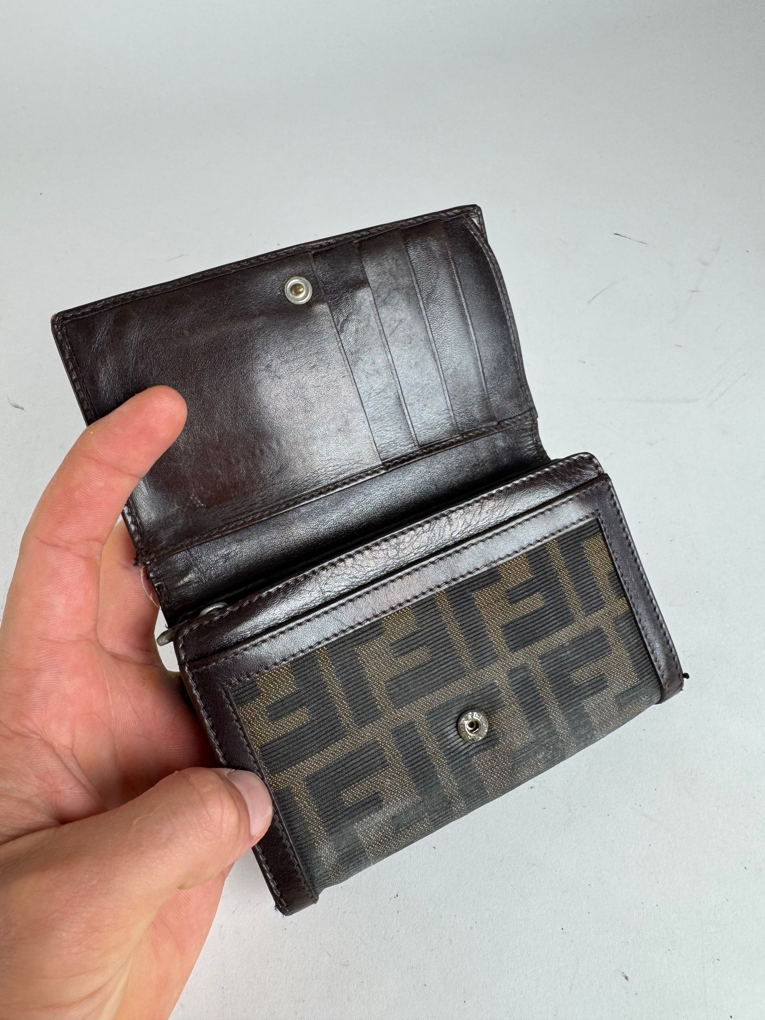 Fendi Vintage FF monogram Canvas Leather wallet brown Size ONE SIZE - 6 Thumbnail