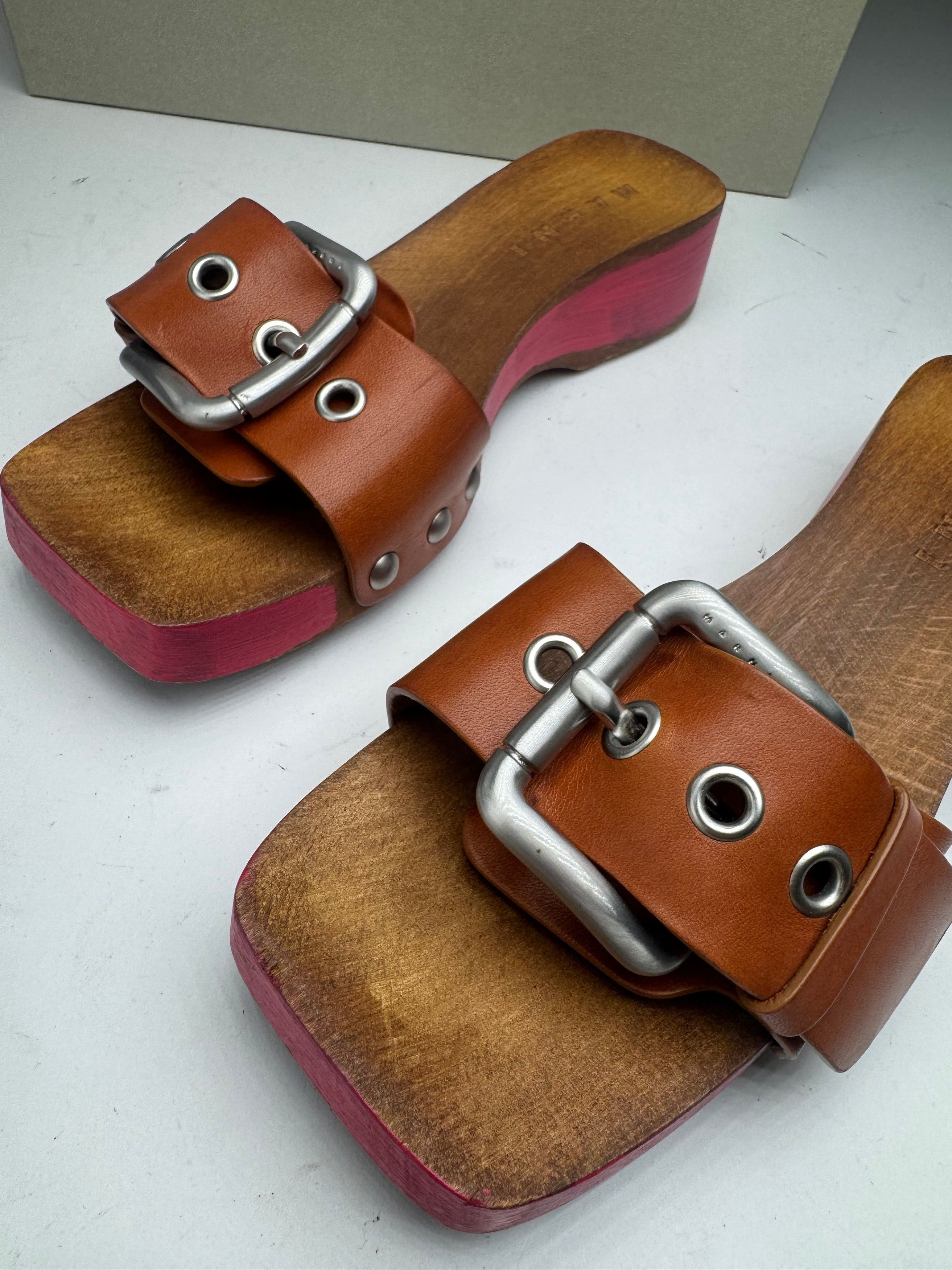 Marni Vintage Wooden Sandals Pink brown EU37 Size US 6 / IT 36 - 10 Thumbnail