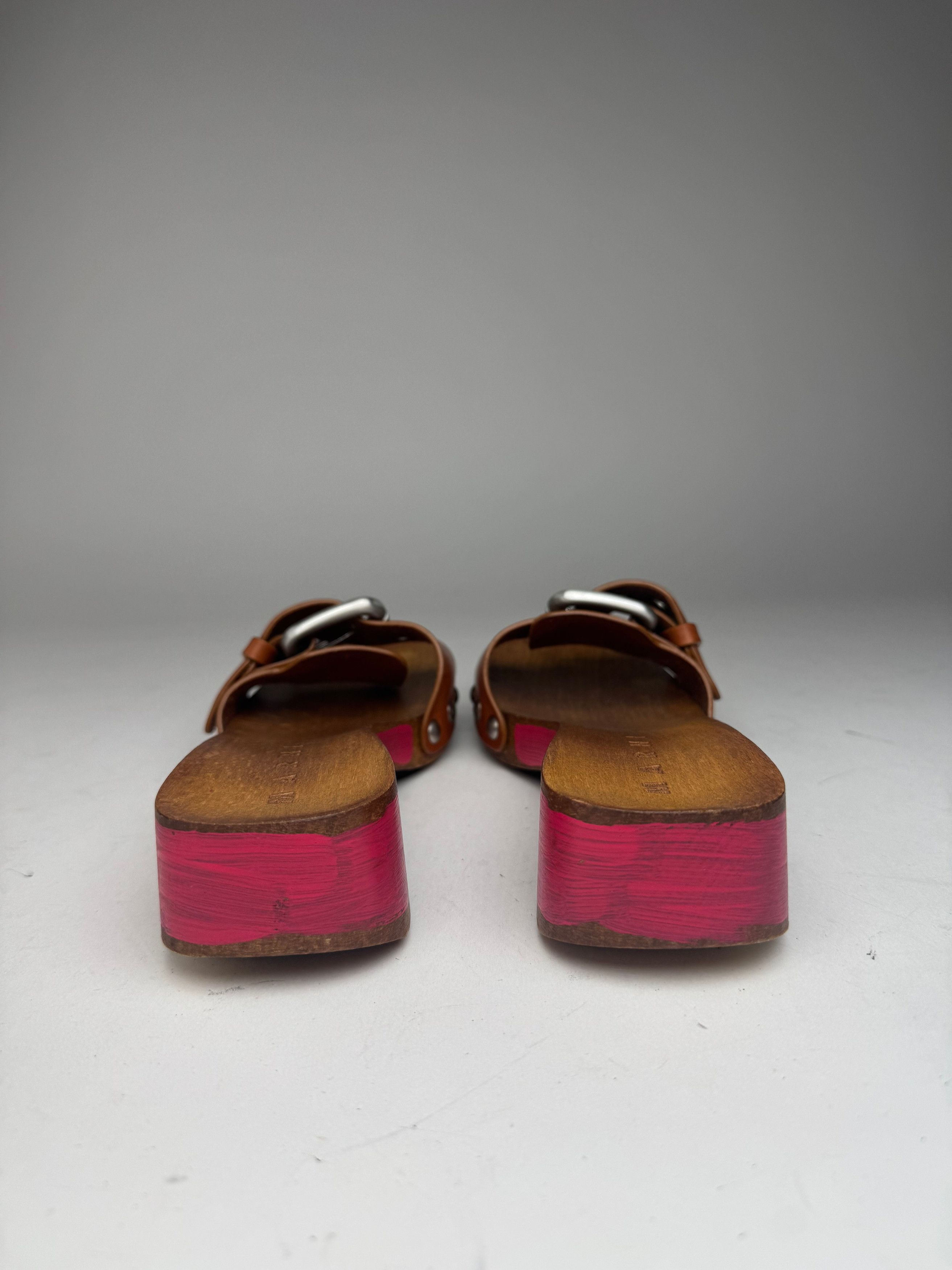 Marni Vintage Wooden Sandals Pink brown EU37 Size US 6 / IT 36 - 6 Thumbnail