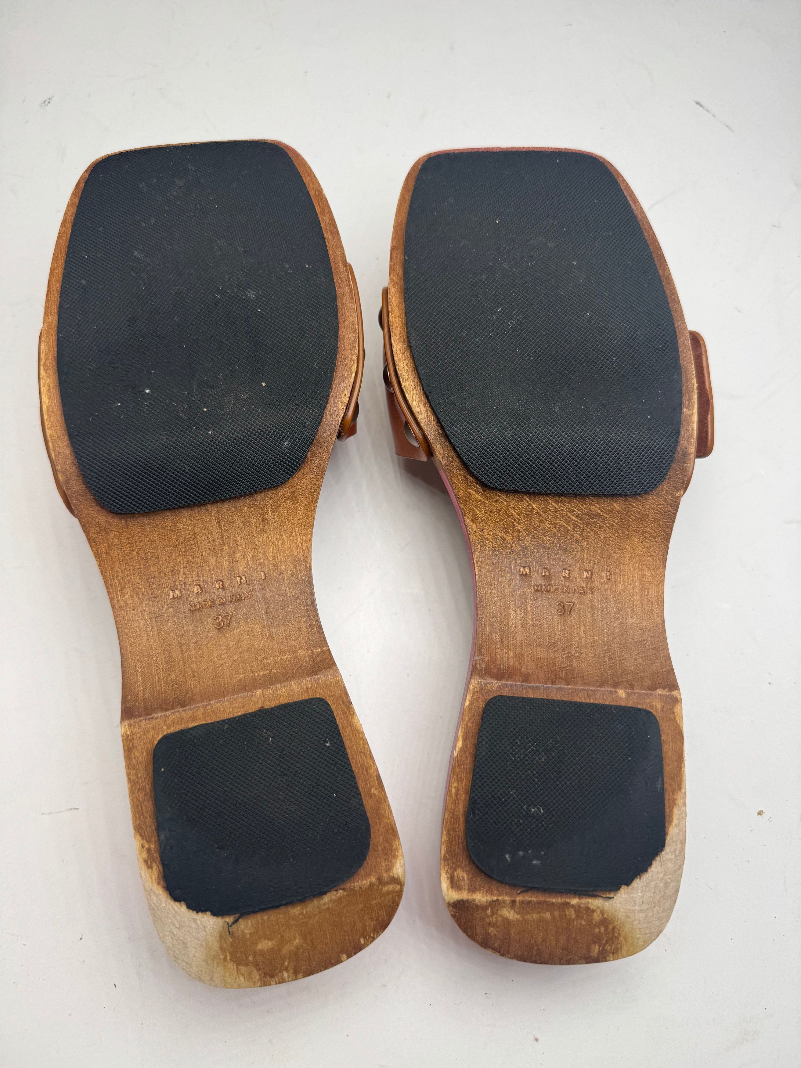 Marni Vintage Wooden Sandals Pink brown EU37 Size US 6 / IT 36 - 8 Thumbnail