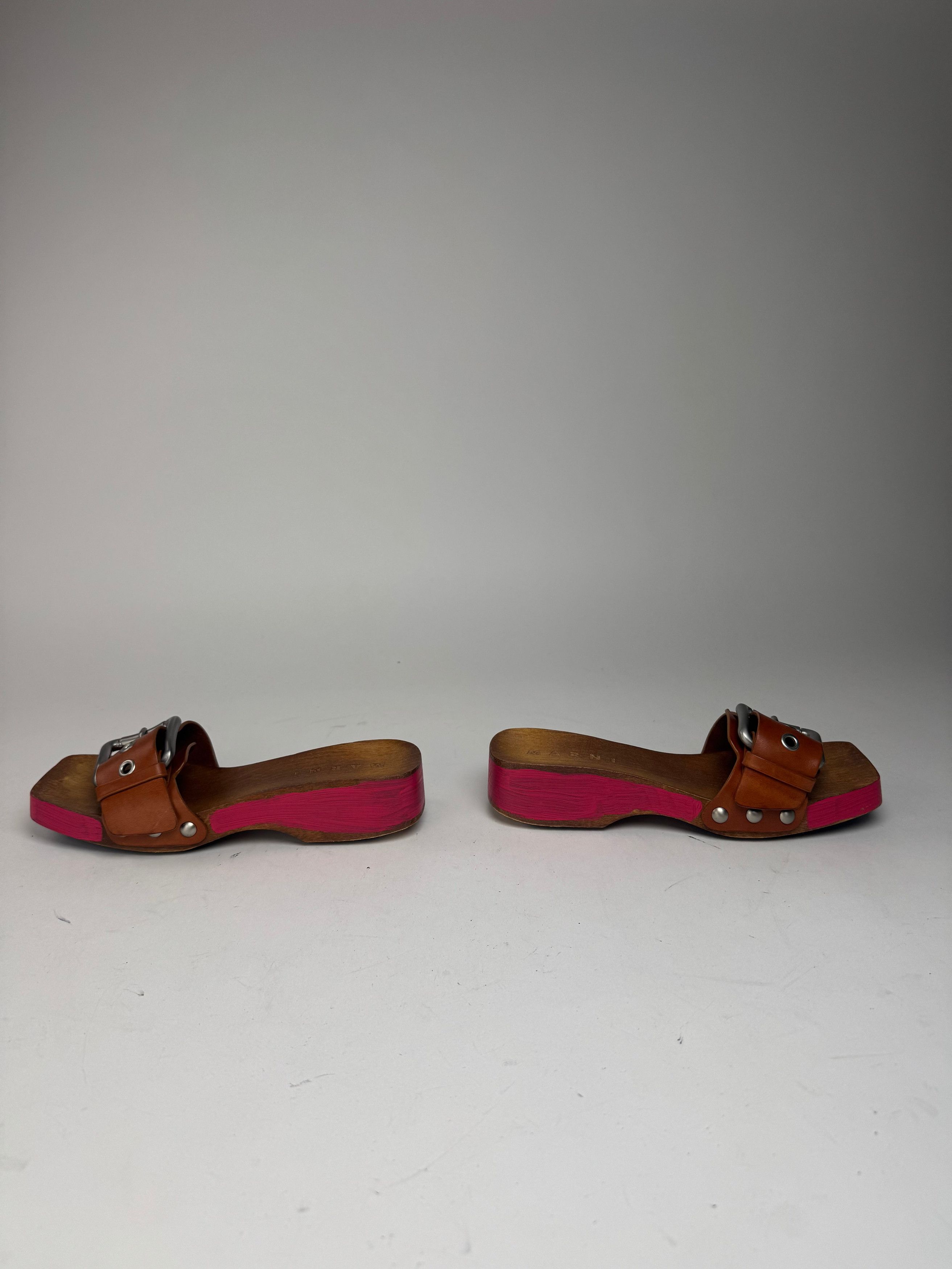 Marni Vintage Wooden Sandals Pink brown EU37 Size US 6 / IT 36 - 4 Thumbnail