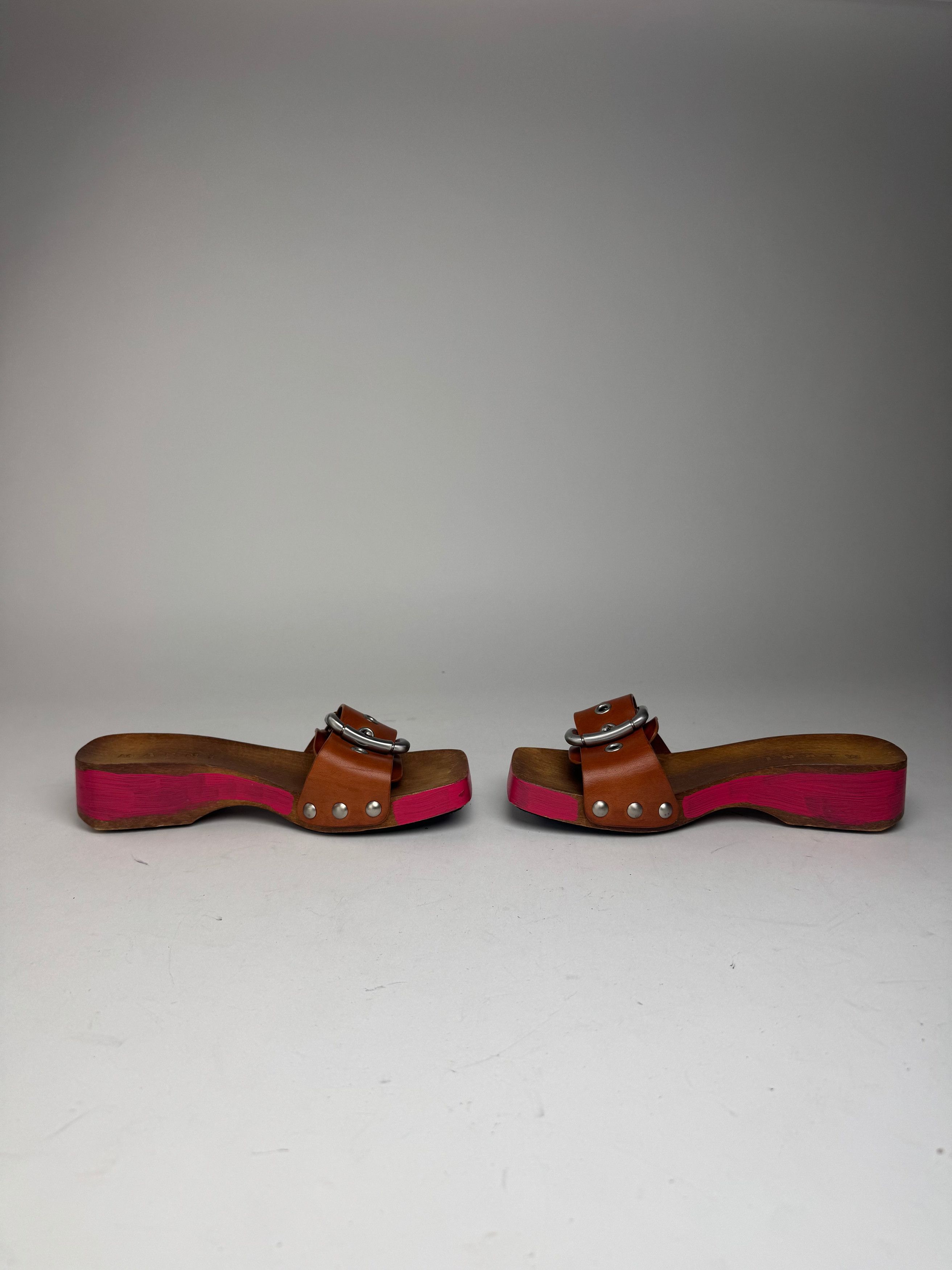 Marni Vintage Wooden Sandals Pink brown EU37 Size US 6 / IT 36 - 5 Thumbnail