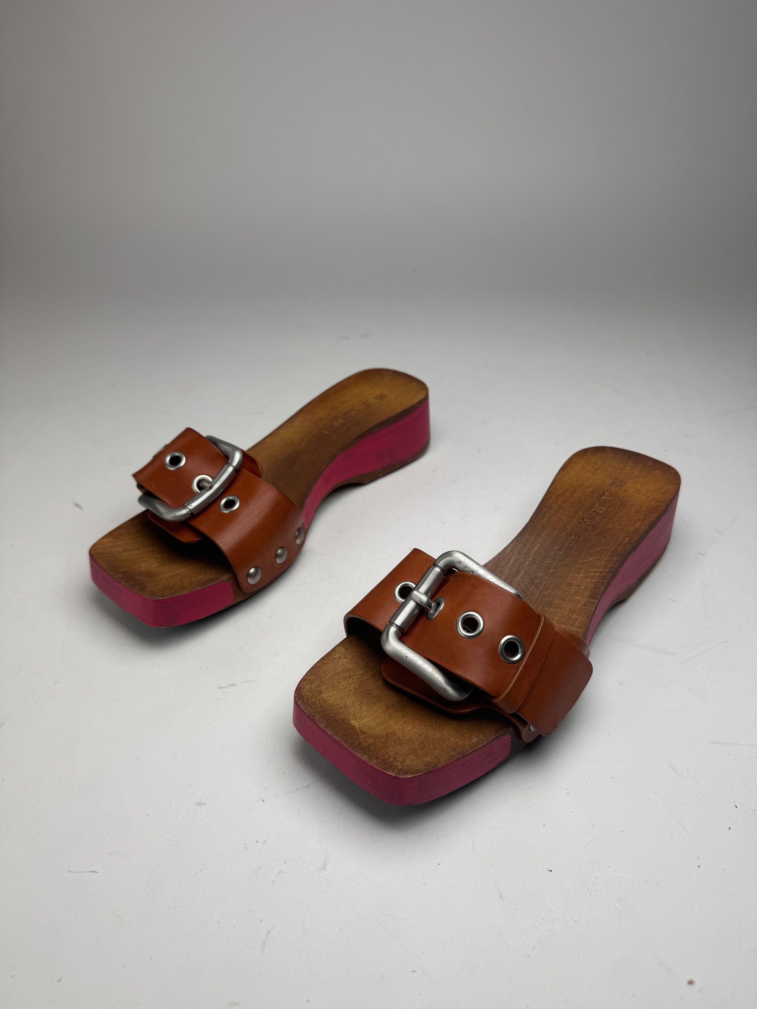 Marni Vintage Wooden Sandals Pink brown EU37 Size US 6 / IT 36 - 7 Thumbnail