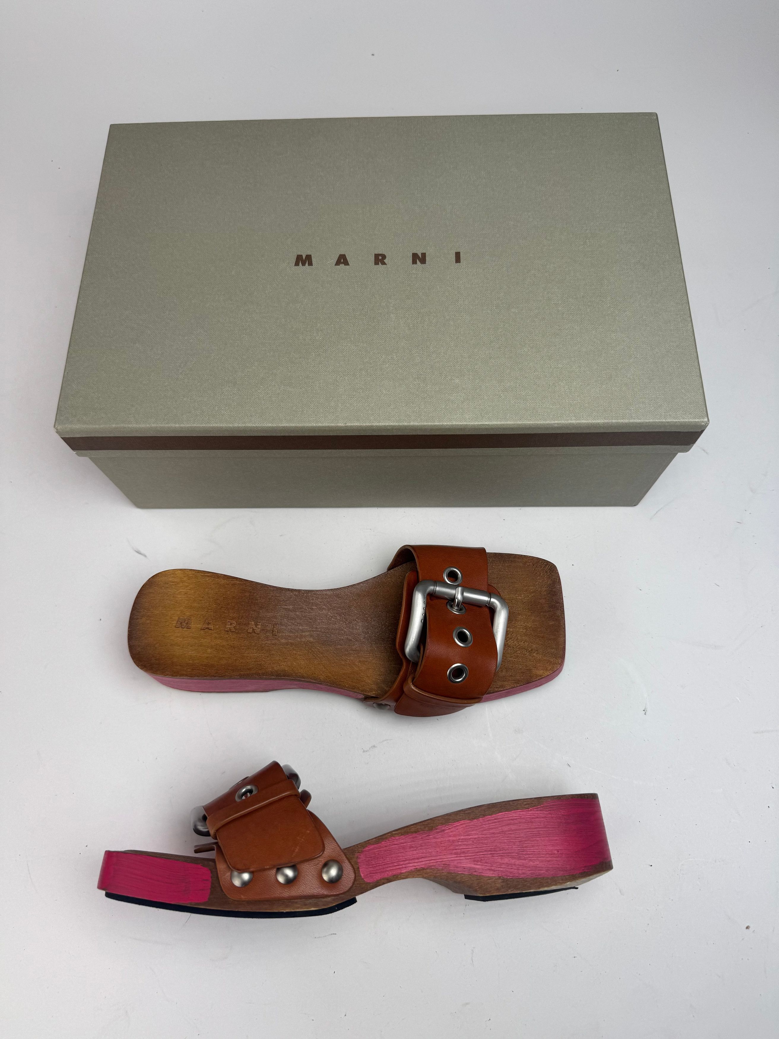 Marni Vintage Wooden Sandals Pink brown EU37 Size US 6 / IT 36 - 3 Thumbnail