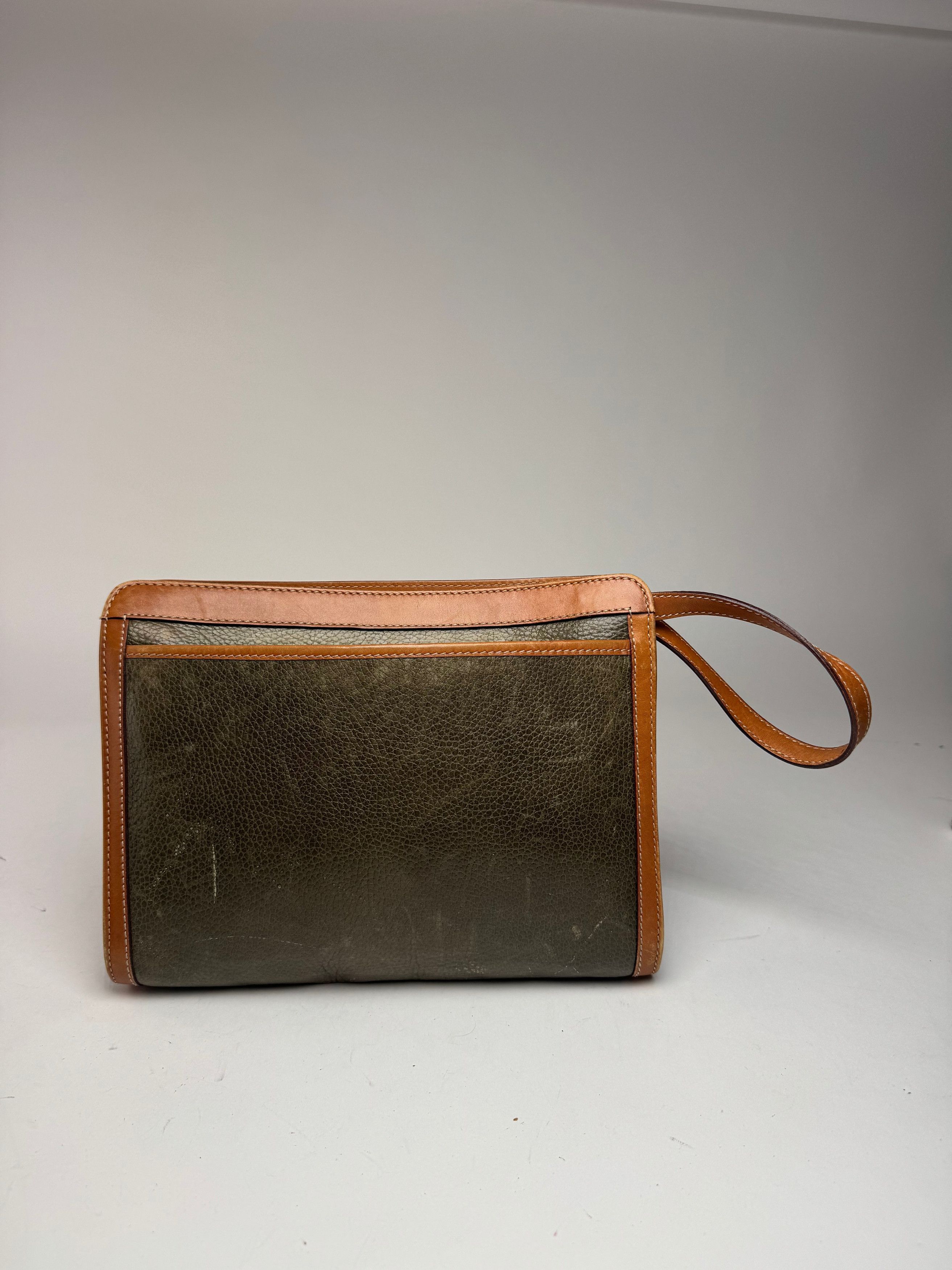 Celine Vintage Paris Leather Clutch Brown Green Size ONE SIZE - 15 Thumbnail