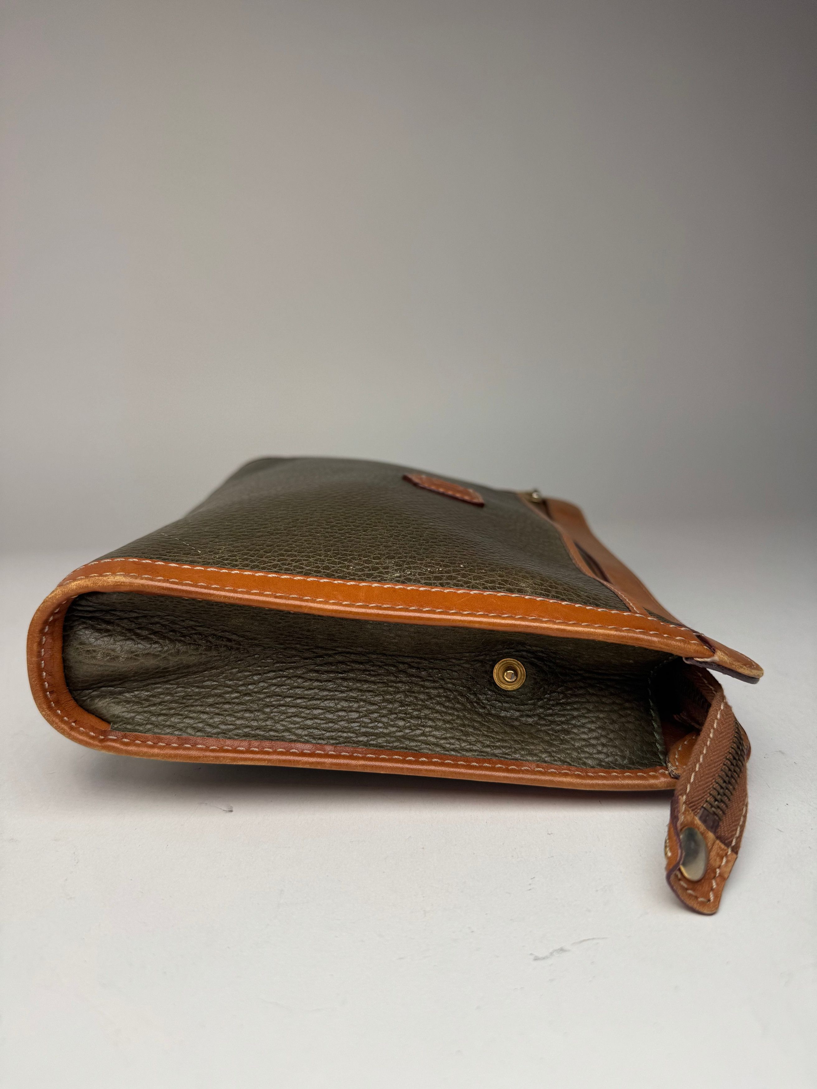 Celine Vintage Paris Leather Clutch Brown Green Size ONE SIZE - 10 Thumbnail