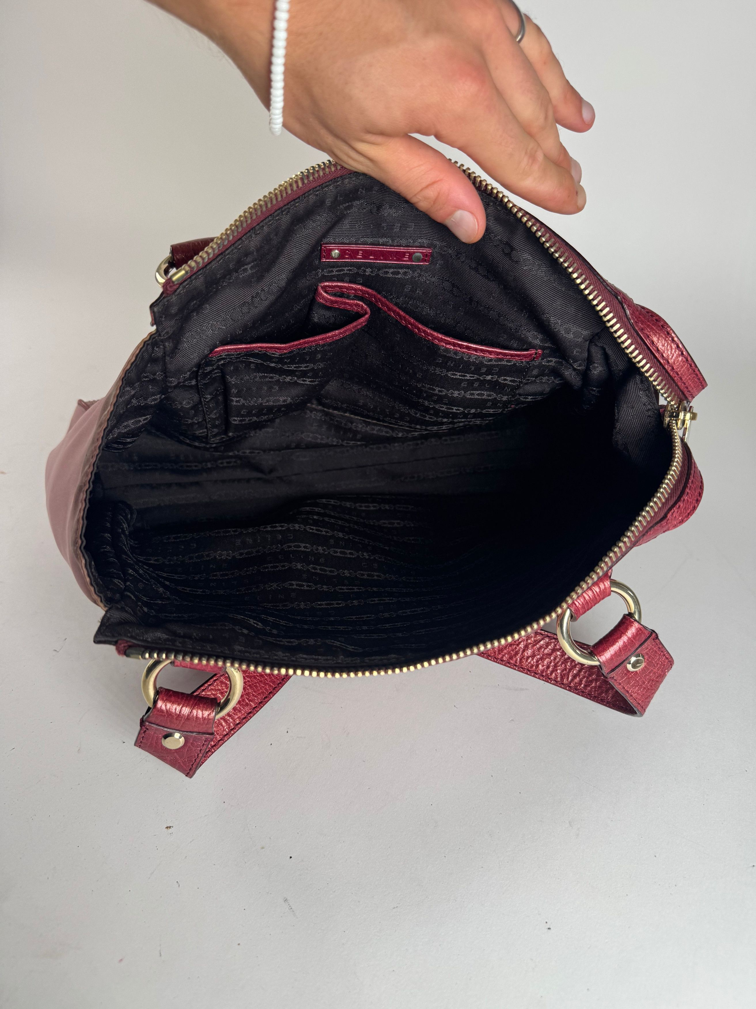 Celine Vintage polyester Leather Bag Purple Size ONE SIZE - 4 Thumbnail