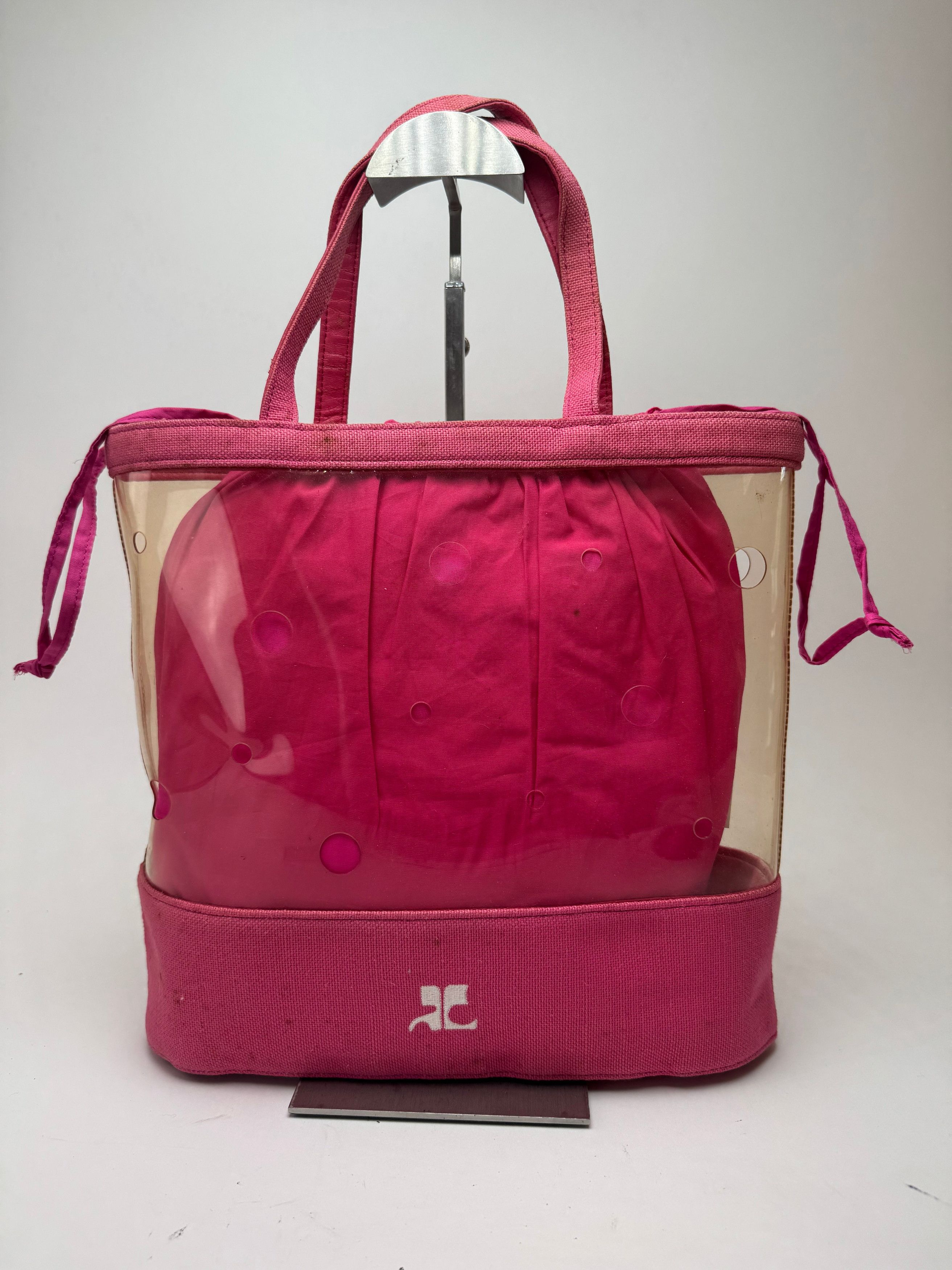Courreges Vintage Transparent PVC Canvas 2 In 1 Bag Pink Size ONE SIZE - 13 Thumbnail