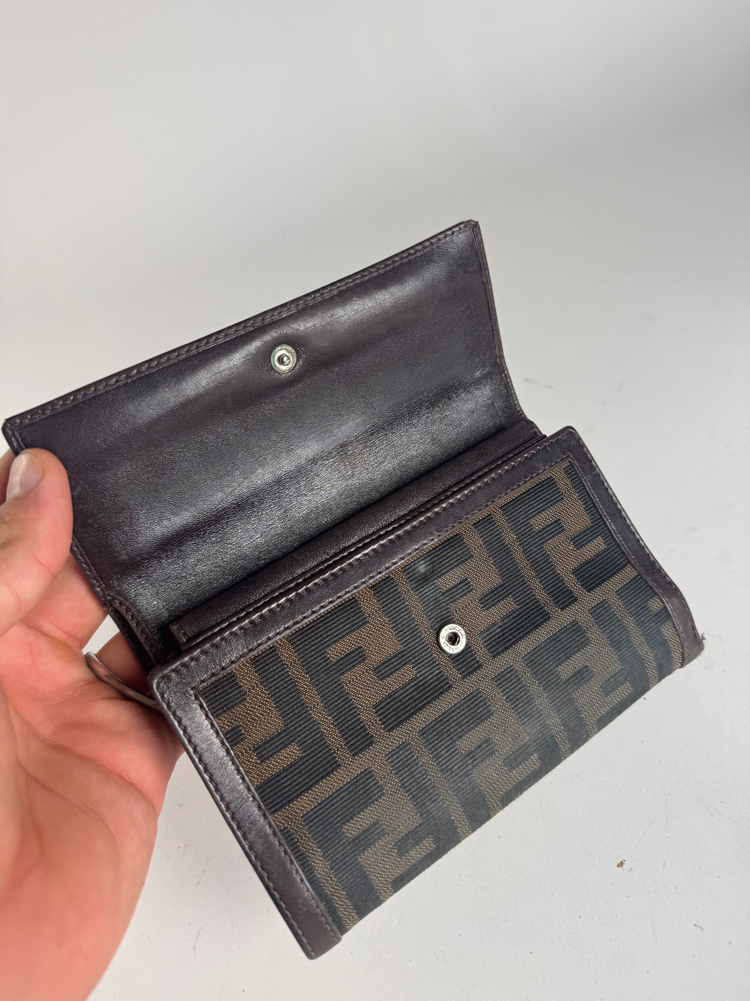 Fendi Vintage FF Monogram Leather Wallet Brown Size ONE SIZE - 8 Thumbnail