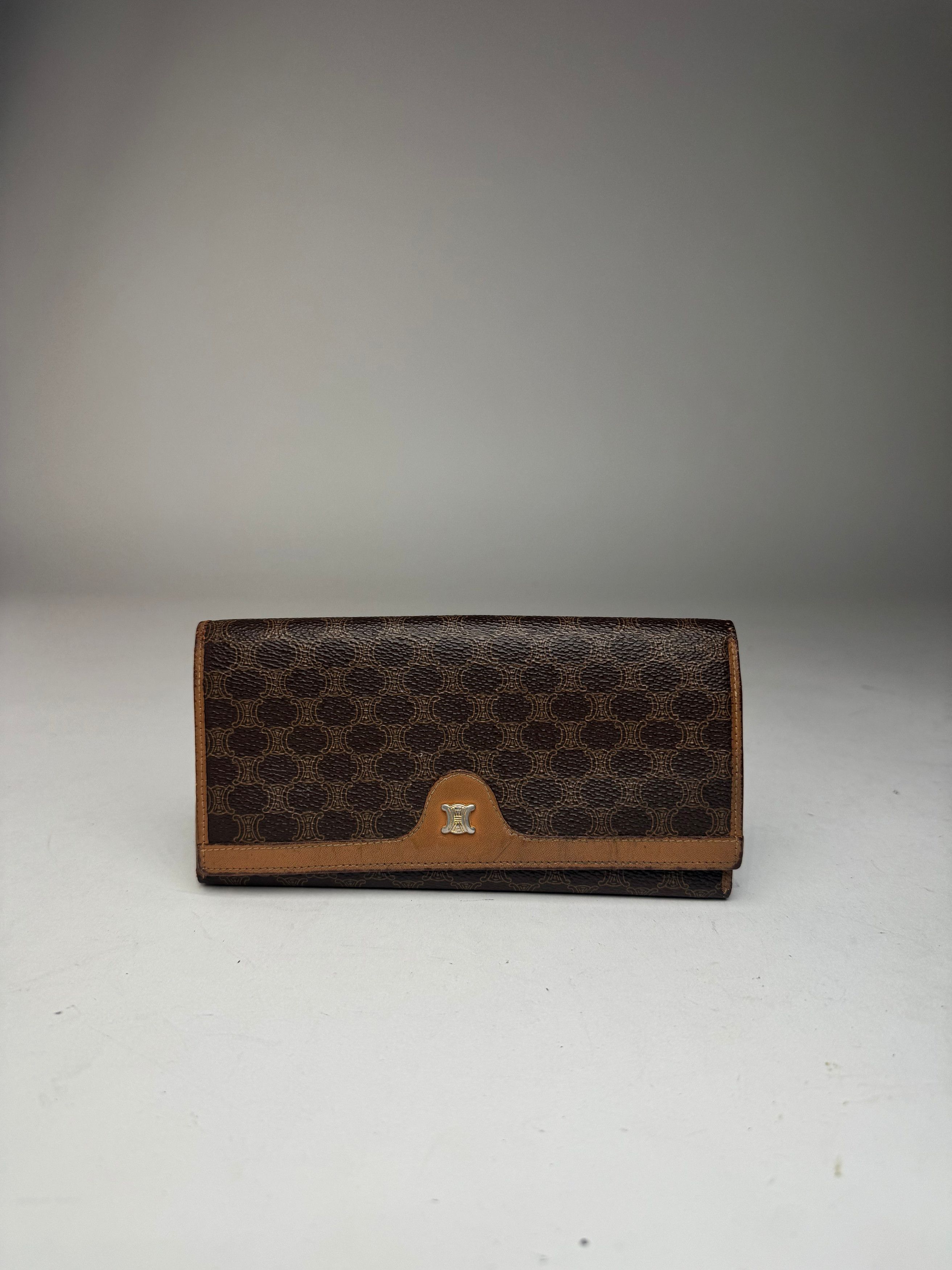Celine Vintage Triomphe Monogram Leather wallet brown Size ONE SIZE - 7 Thumbnail