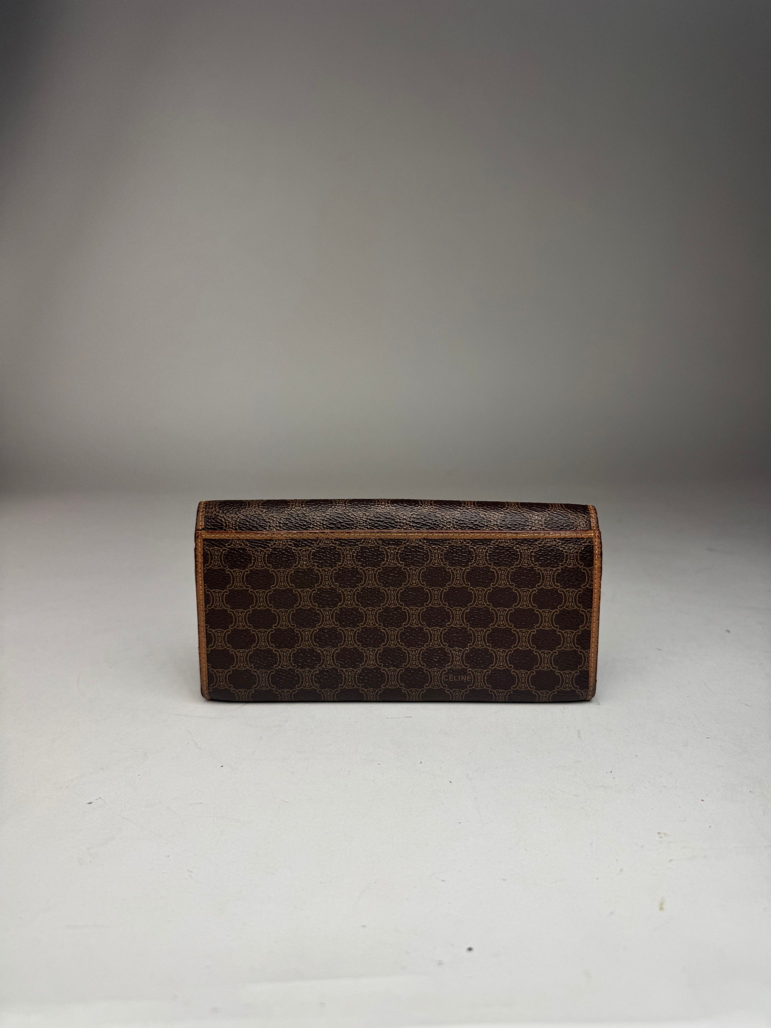 Celine Vintage Triomphe Monogram Leather wallet brown Size ONE SIZE - 13 Thumbnail