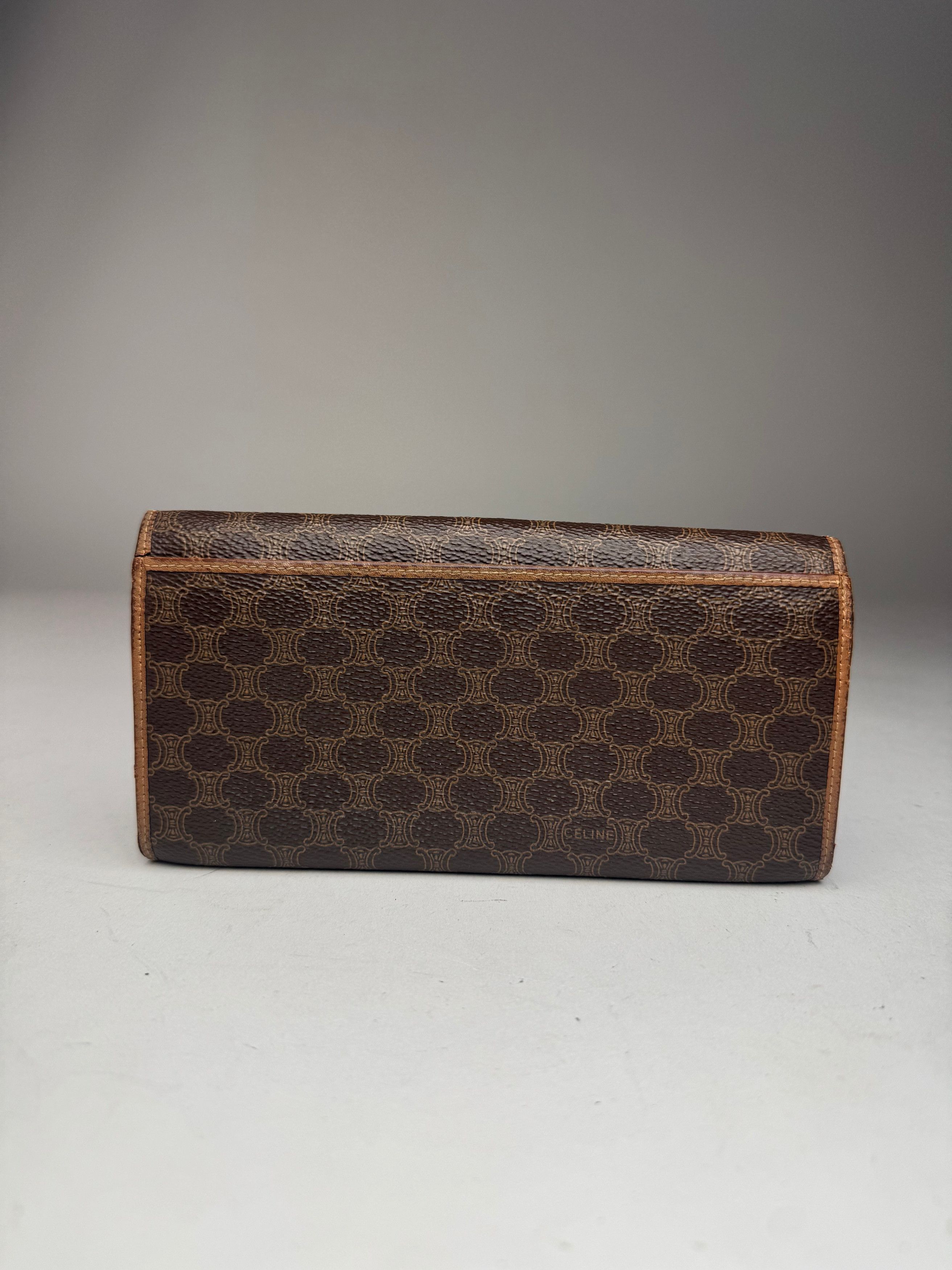 Celine Vintage Triomphe Monogram Leather wallet brown Size ONE SIZE - 2 Thumbnail