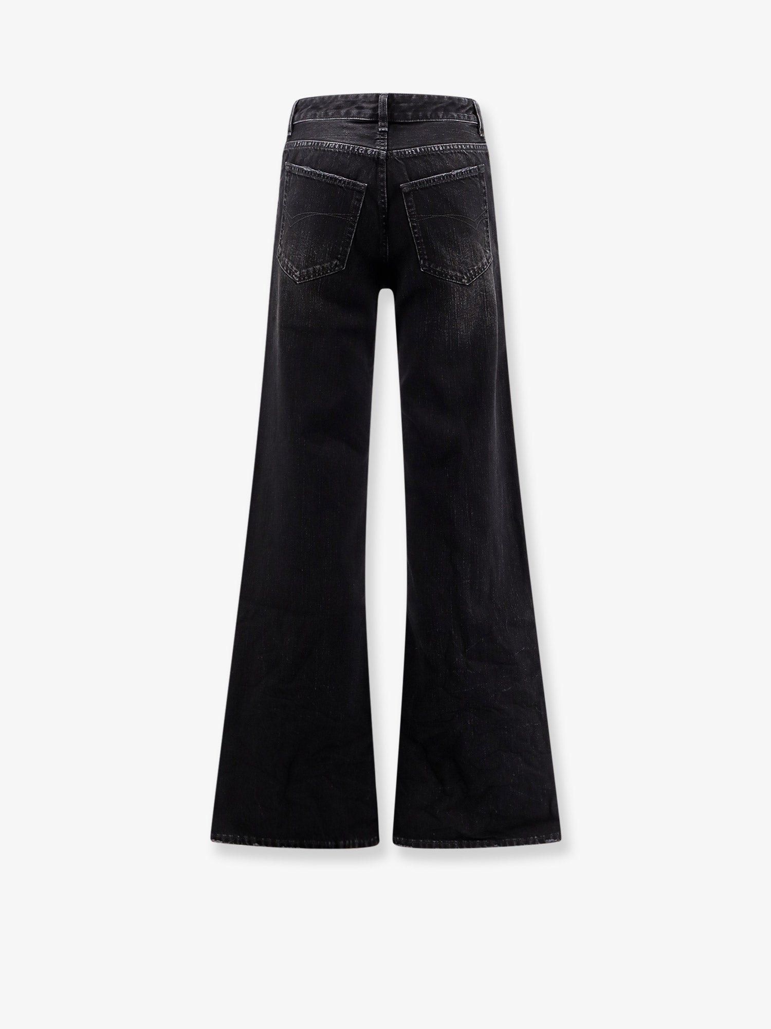 Wide Leg Black Denim Trousers