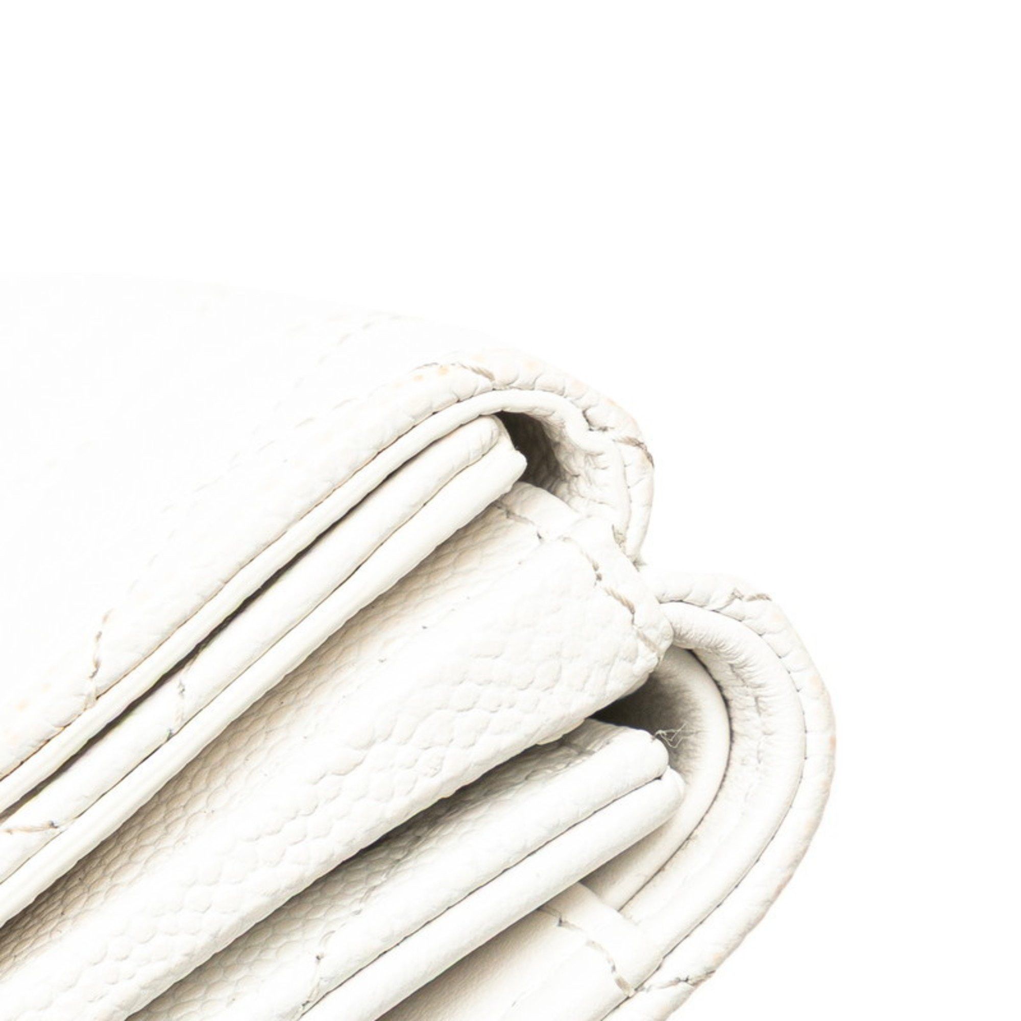Chanel CHANEL Matelasse Coco Mark Tri-fold Wallet, Compact White, Gold Hardware, Caviar Skin, Women's Size ONE SIZE - 4 Thumbnail