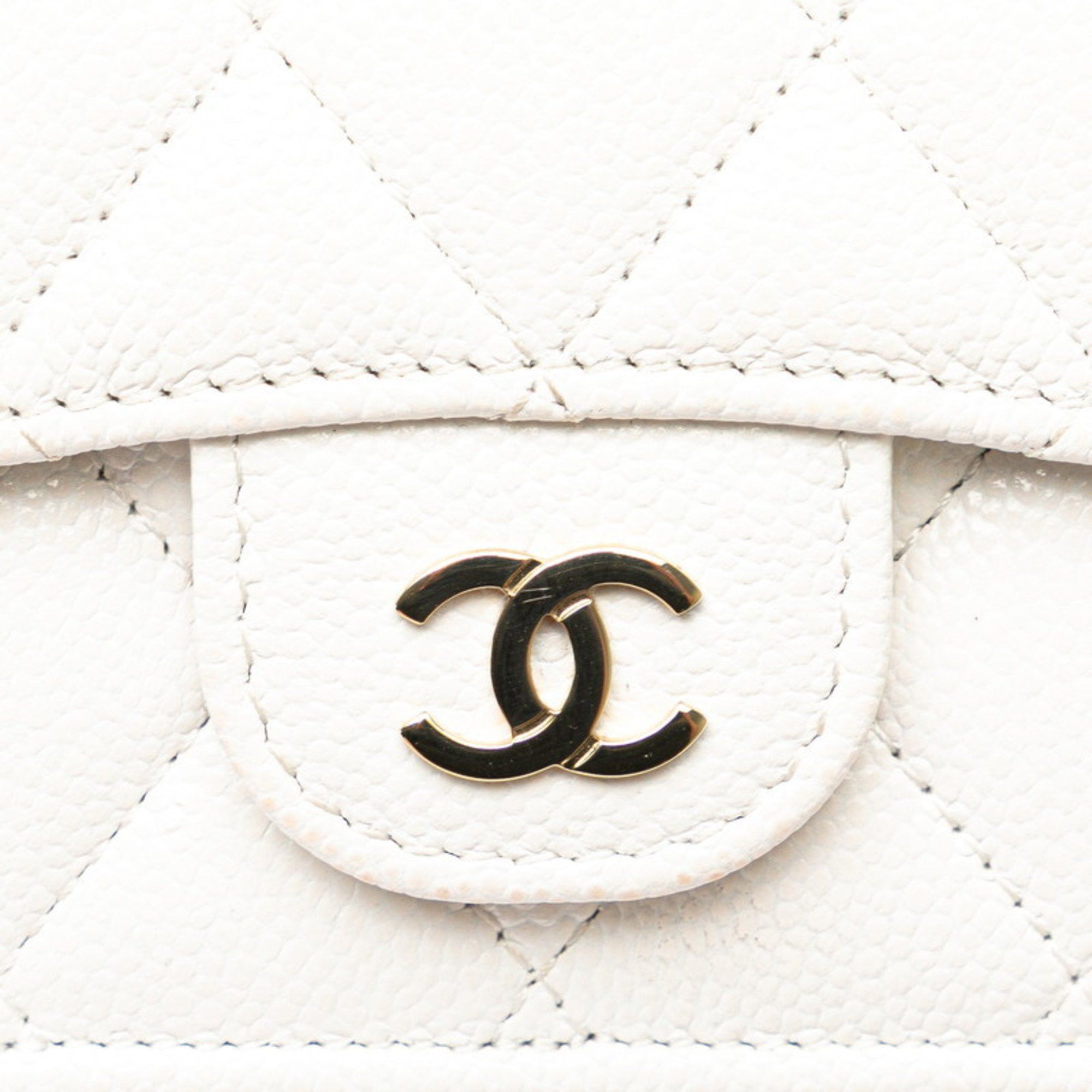 Chanel CHANEL Matelasse Coco Mark Tri-fold Wallet, Compact White, Gold Hardware, Caviar Skin, Women's Size ONE SIZE - 8 Thumbnail