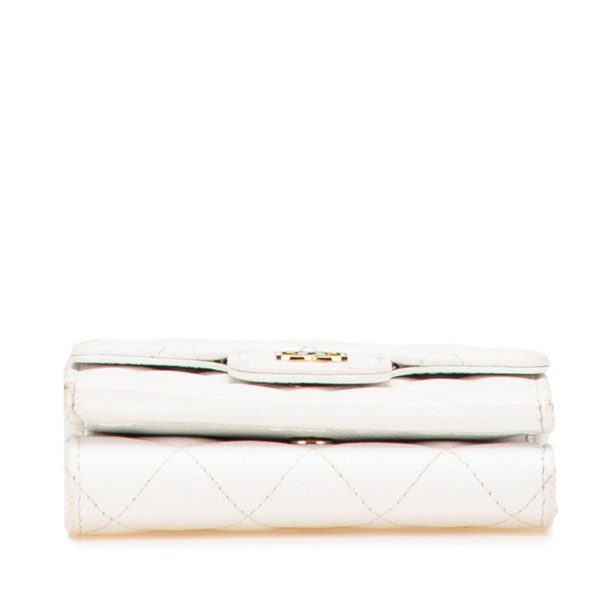 Chanel CHANEL Matelasse Coco Mark Tri-fold Wallet, Compact White, Gold Hardware, Caviar Skin, Women's Size ONE SIZE - 3 Thumbnail